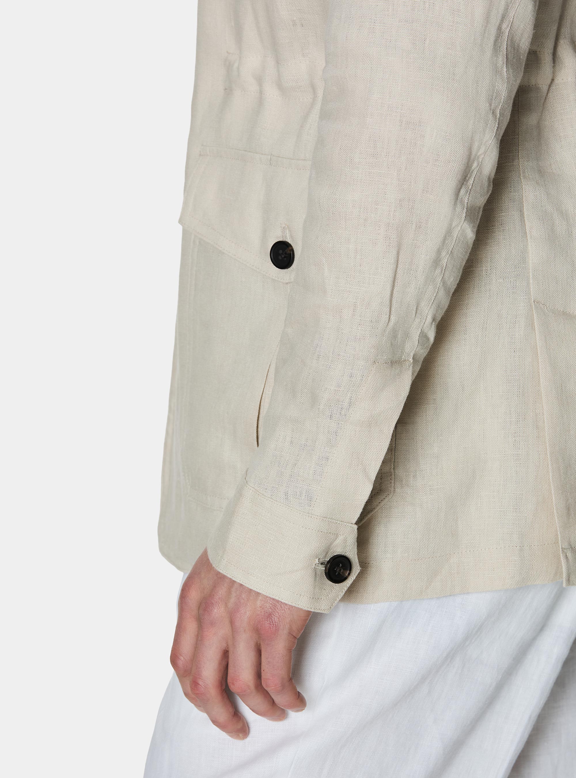 Field jacket in lino, ECRU