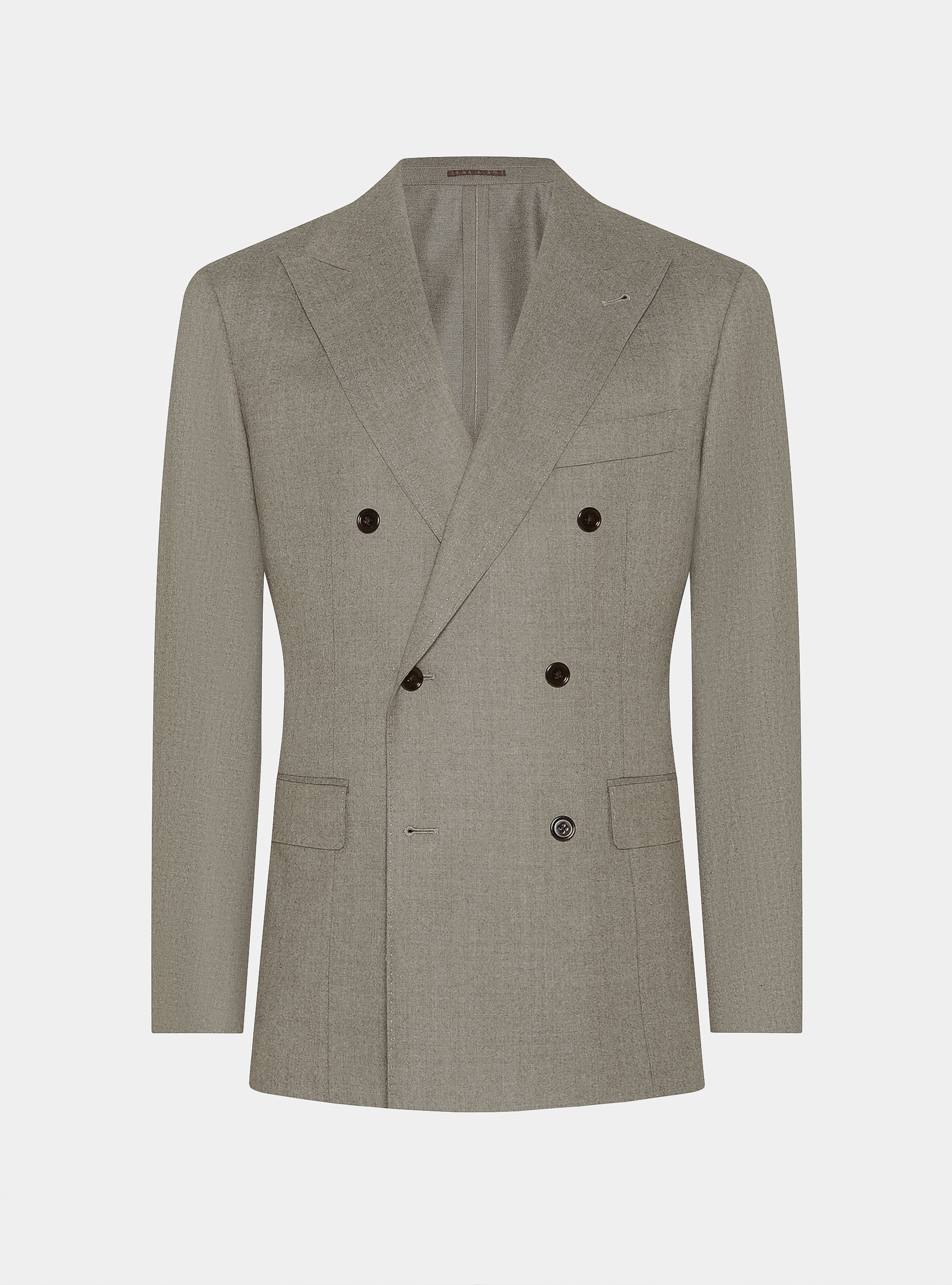 Vitale Barberis Canonico double-breasted flannel suit blazer, SAND