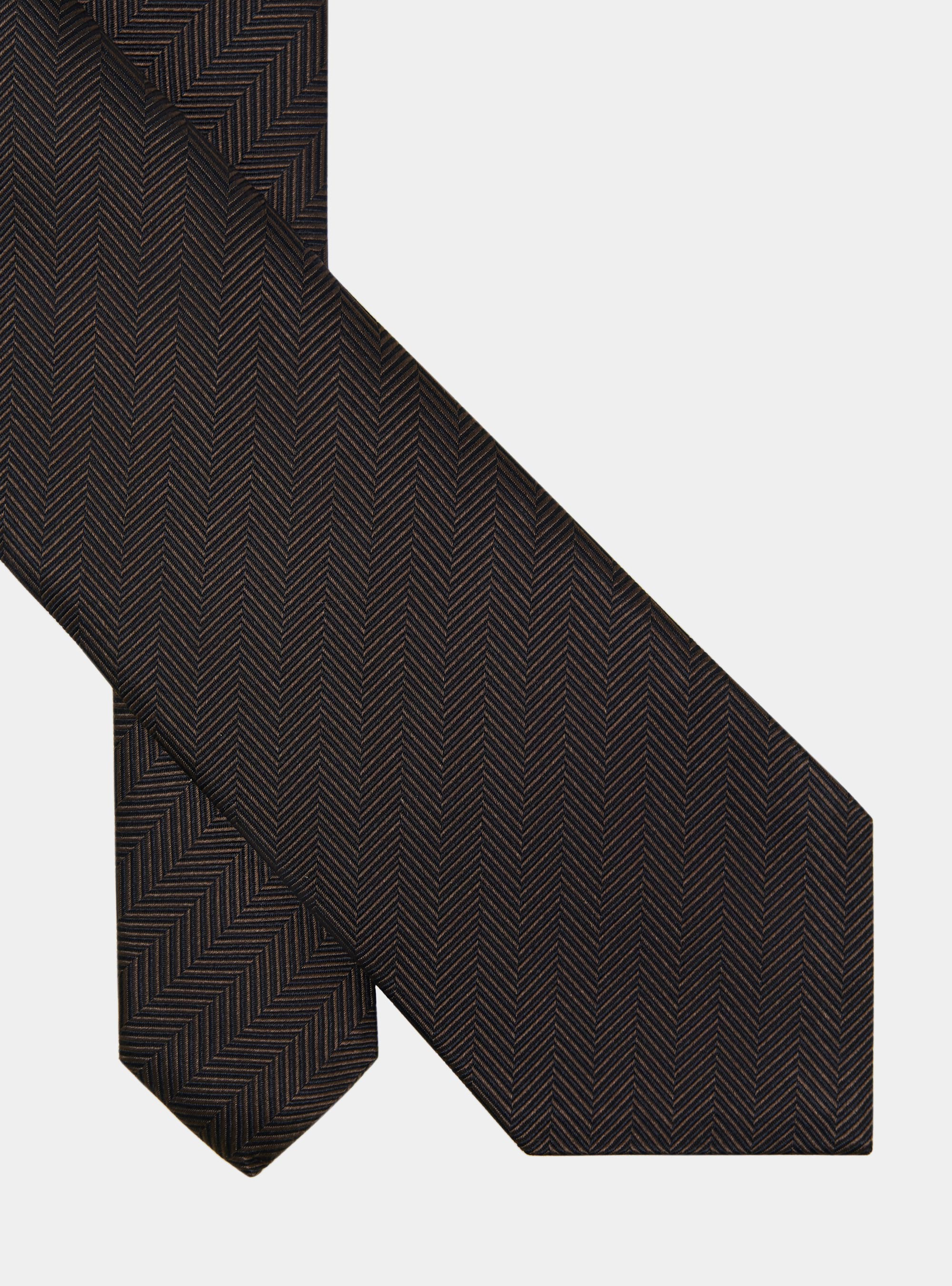 Cravate en soie à chevrons, MARRON