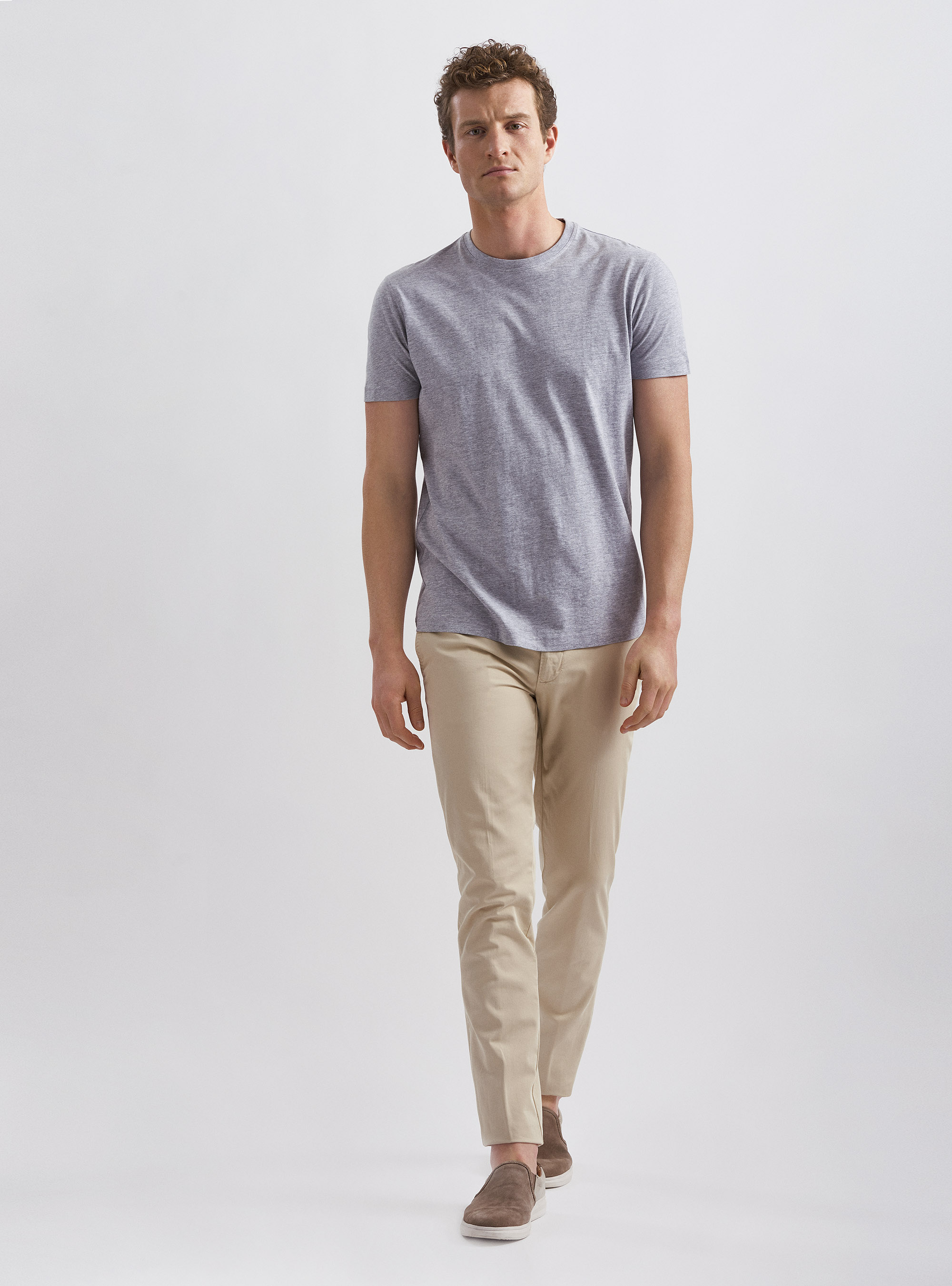 Pantaloni chino in twill di cotone, ECRU