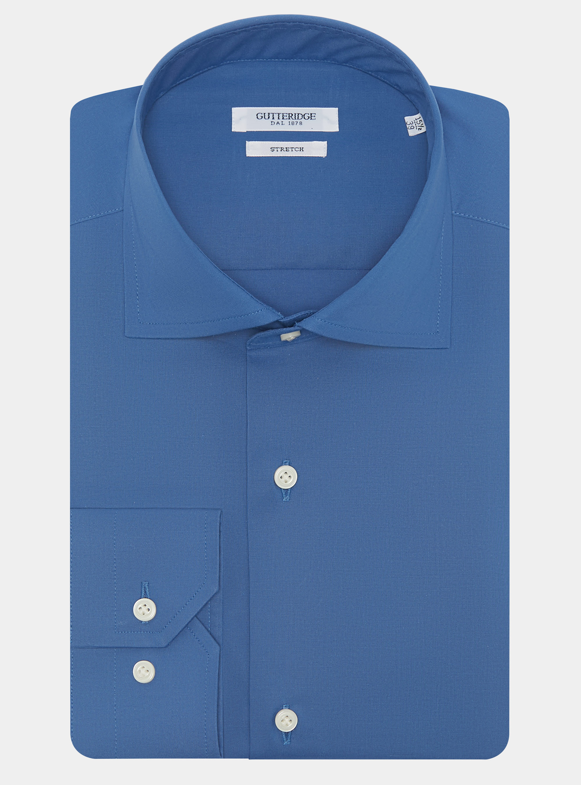 Chemise en popeline stretch, 0226C CERULEO