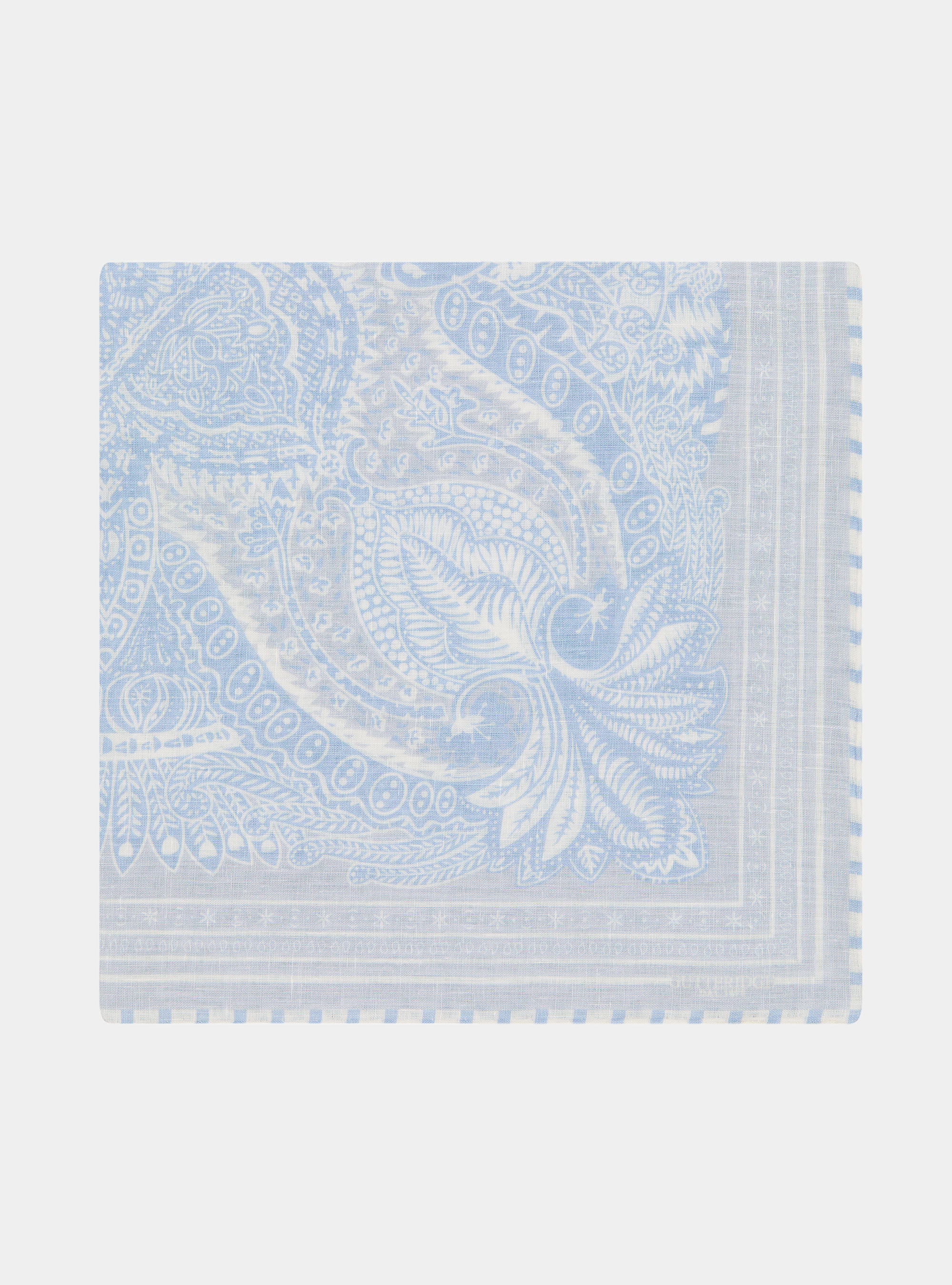 Foulard stampato fantasia bandana in lino, LIGHT BLUE