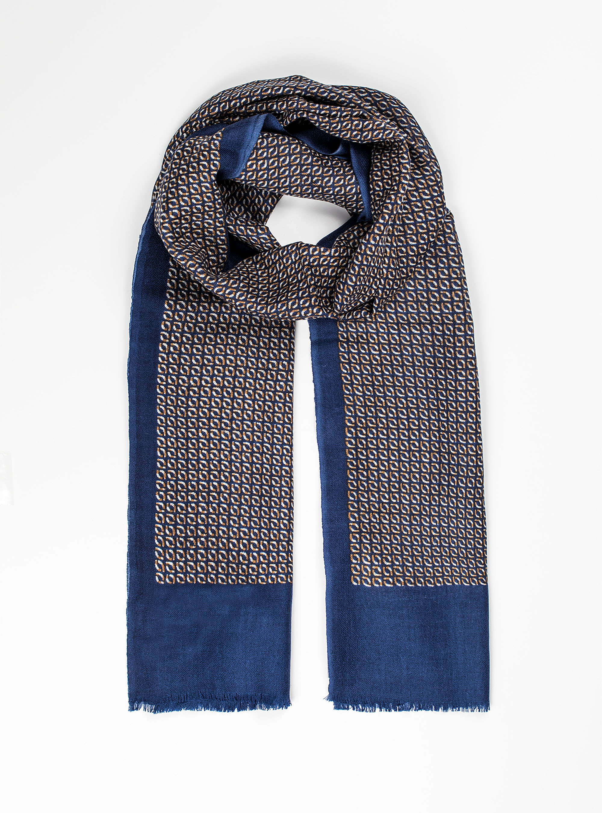 Sciarpa stampata 100% lana, BLUE