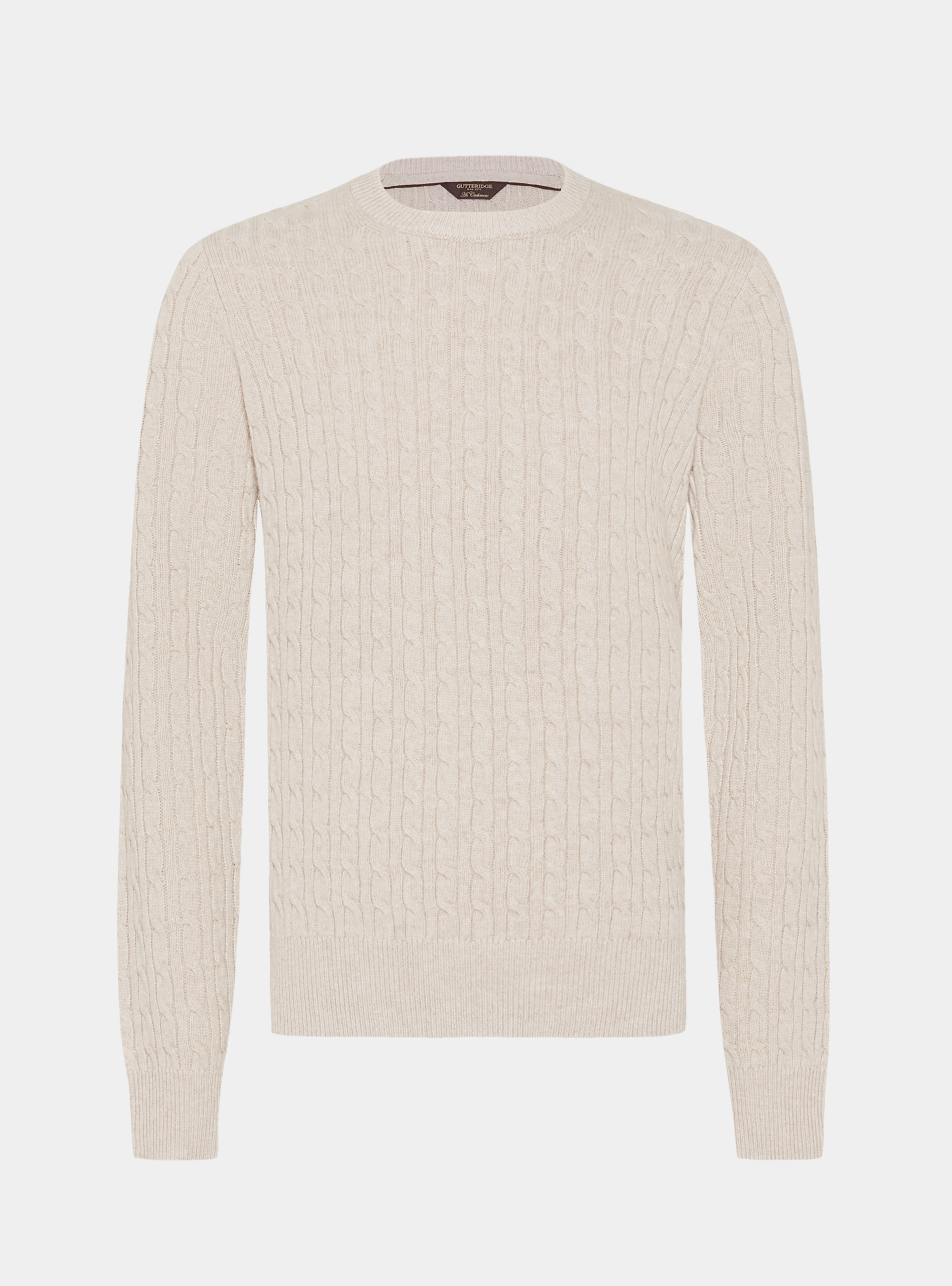 Trikot mit Rundhalsausschnitt und Borte aus Wolle und Kaschmir, ECRU 0560C