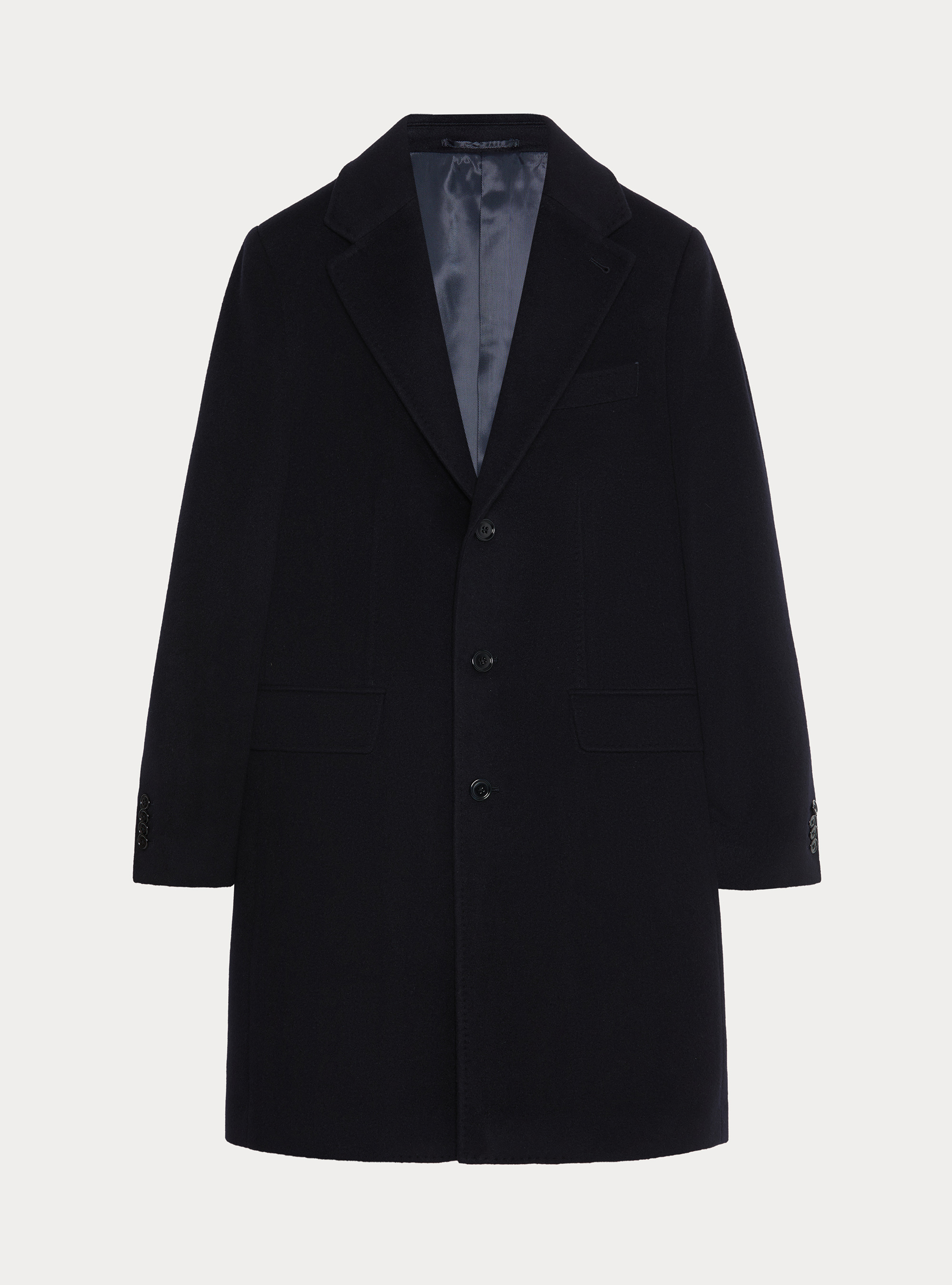 Single-breasted cashmere coat, NAVY BLUE