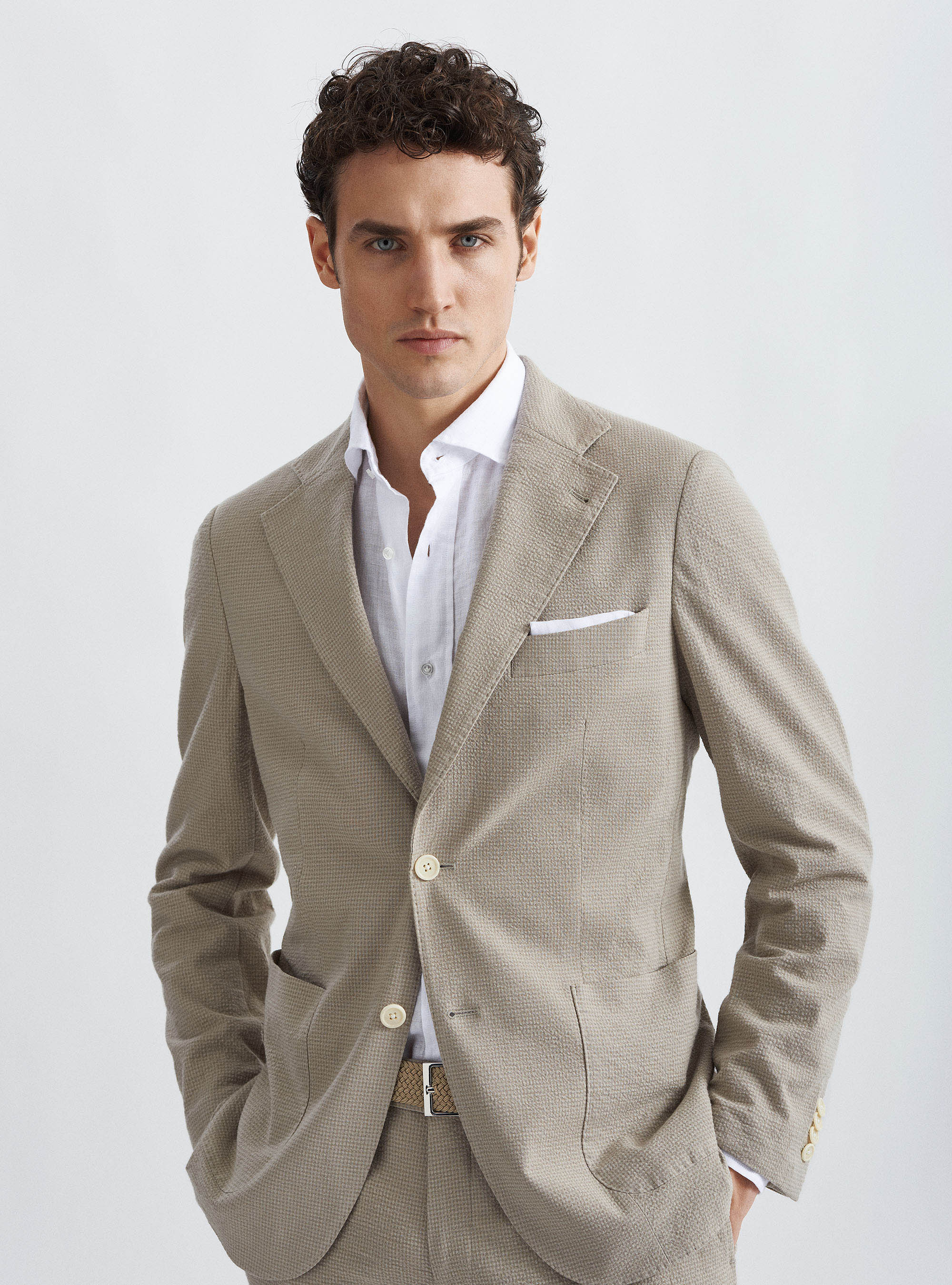Stretch cotton seersucker suit blazer | GutteridgeUS | Suits Uomo