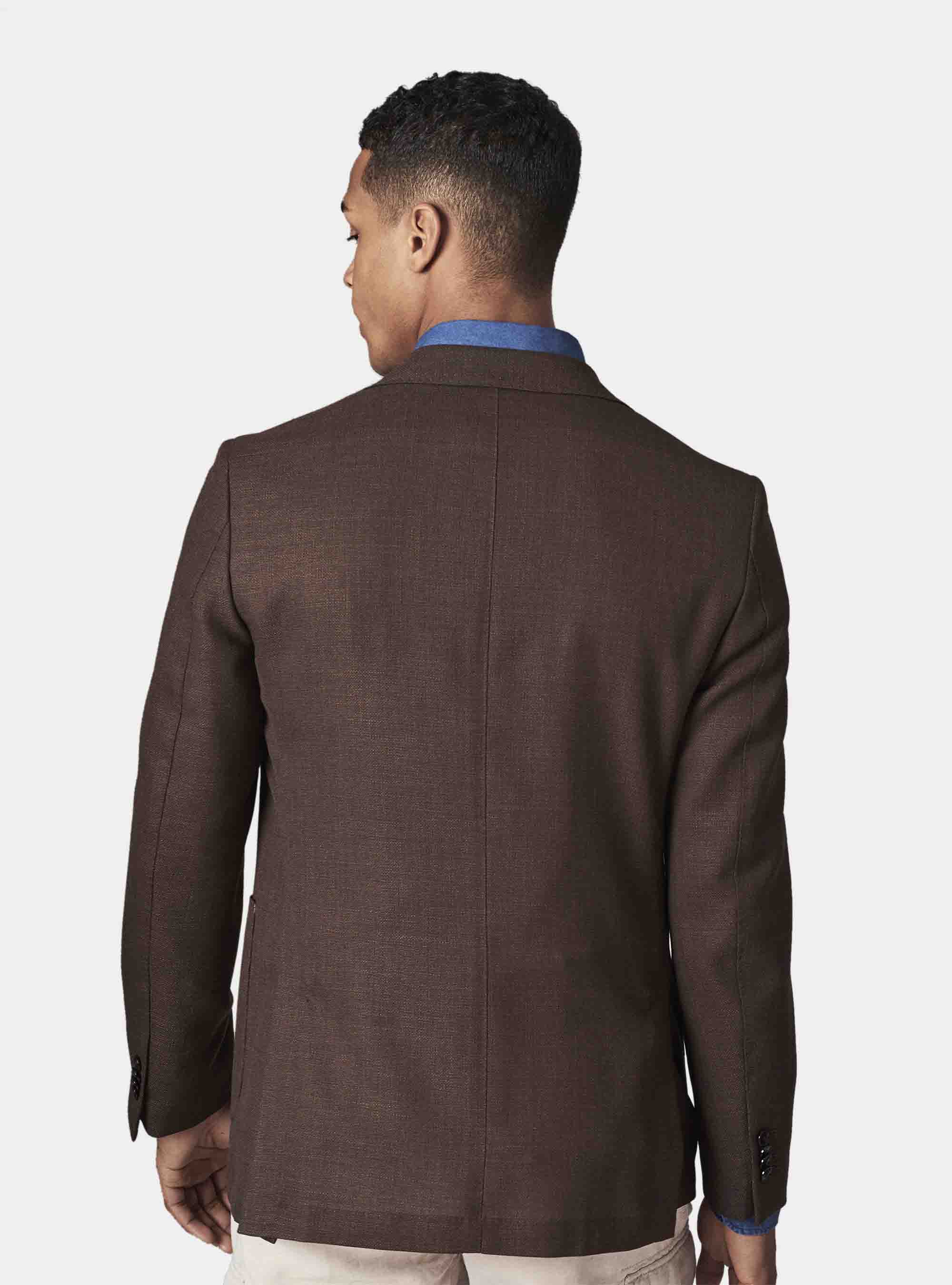 Super 100 wool blazer, BROWN