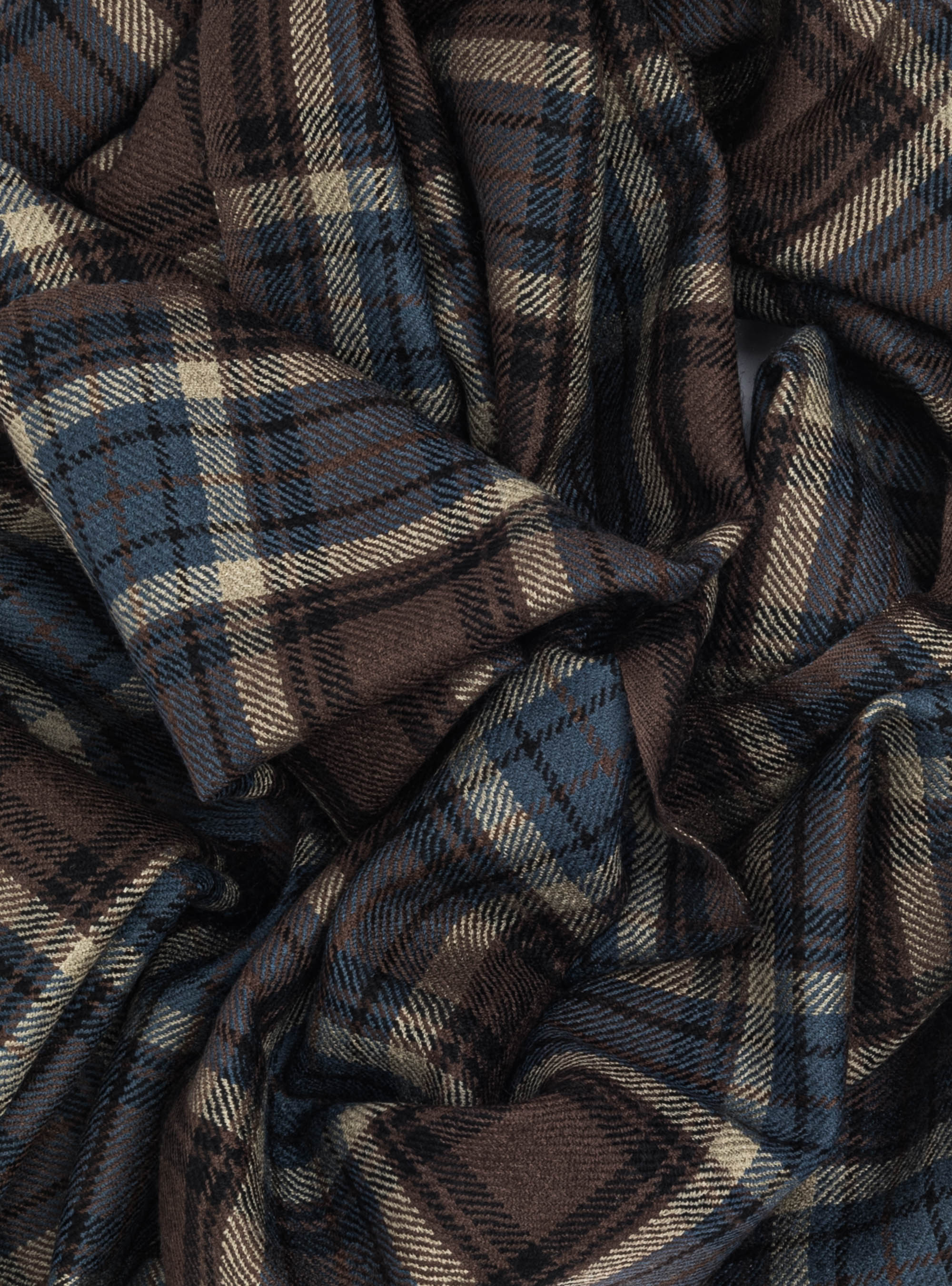 Sciarpa in lana a quadri armatura diagonale, MARRON