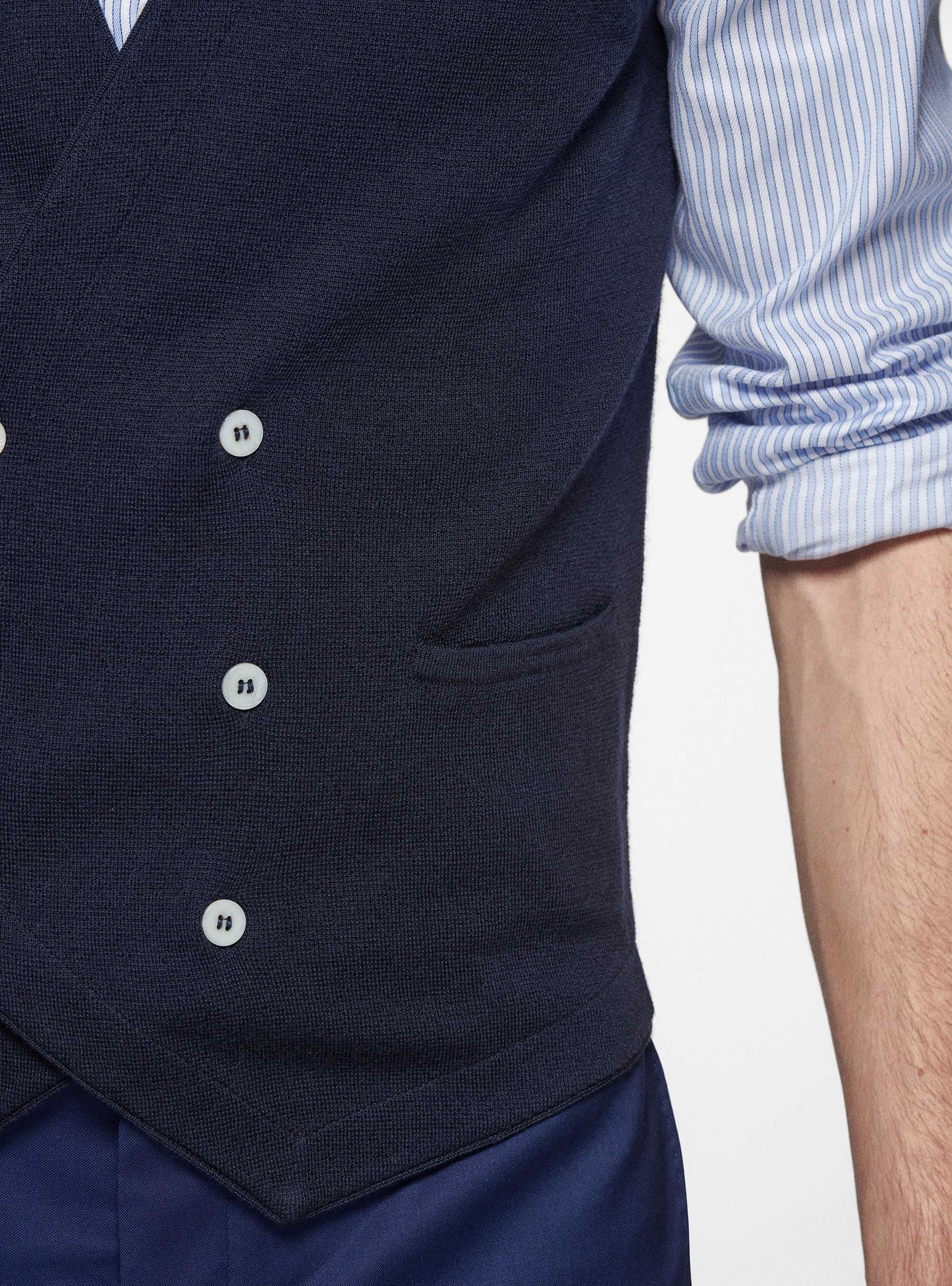 Gilet in maglia doppiopetto in pura lana merino, BLU NAVY