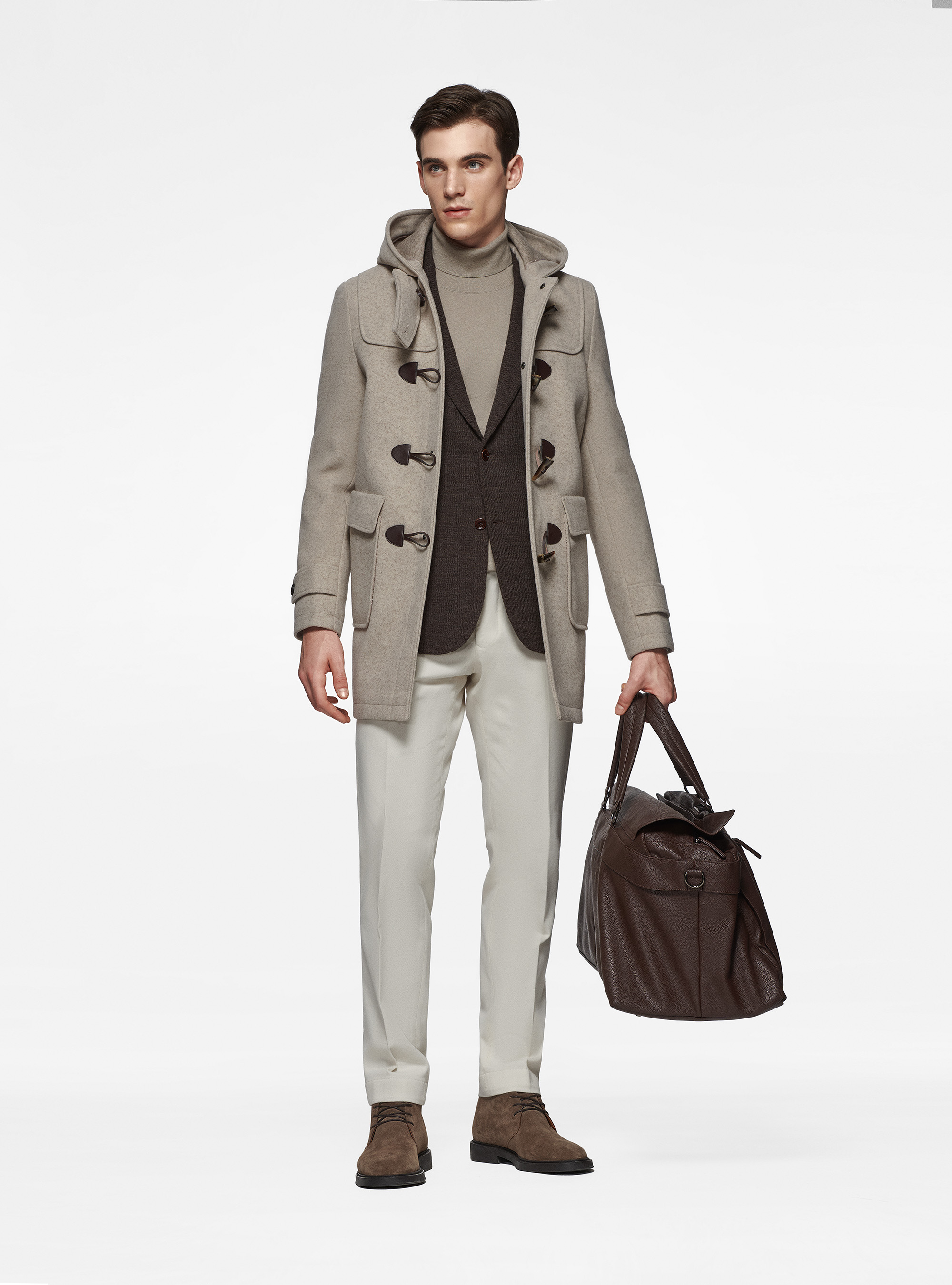 Montgomery in panno con cappuccio, ECRU