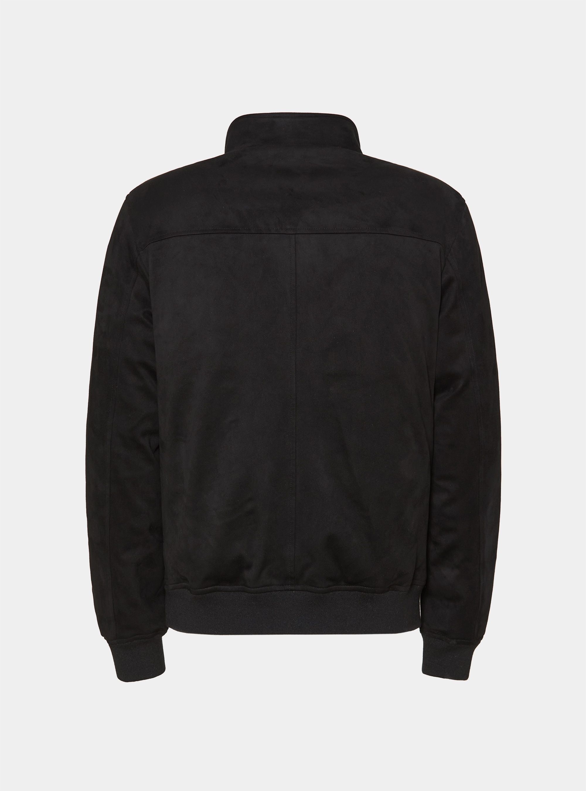 Padded suede-effect bomber jacket, BLACK
