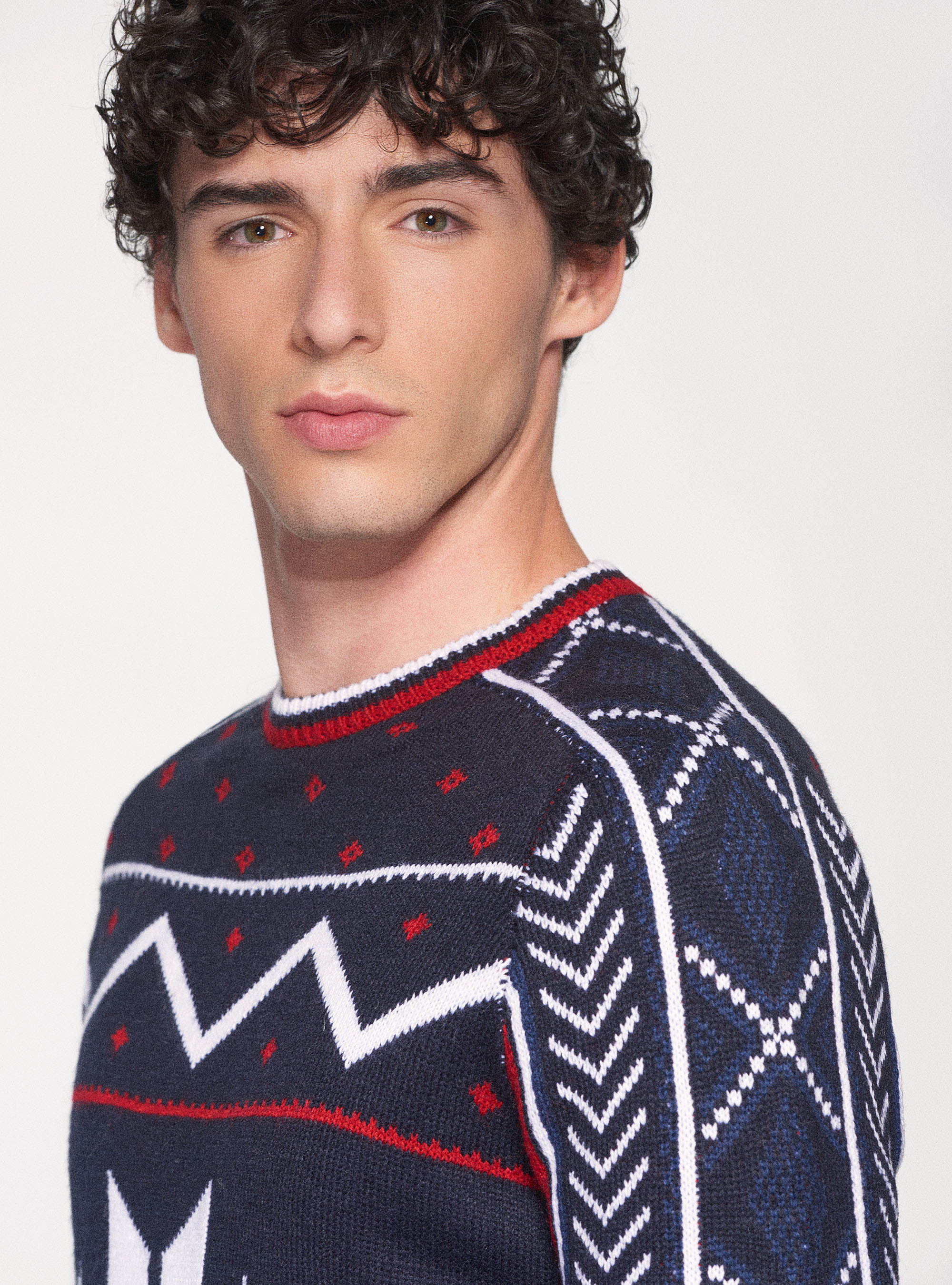 Maglia girocollo natalizia, ROSSO