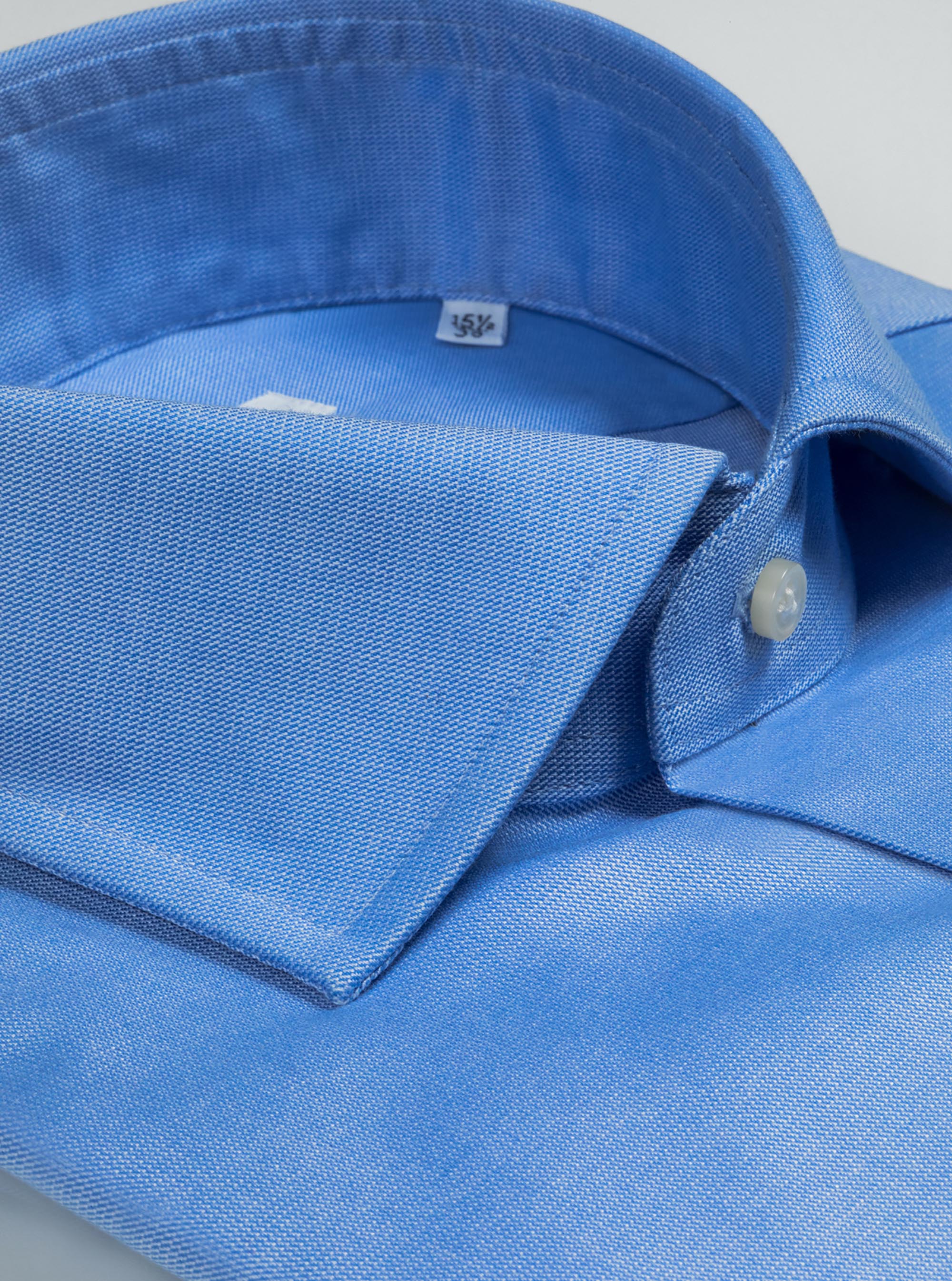 Knitted cotton French collar shirt, LIGHT BLUE