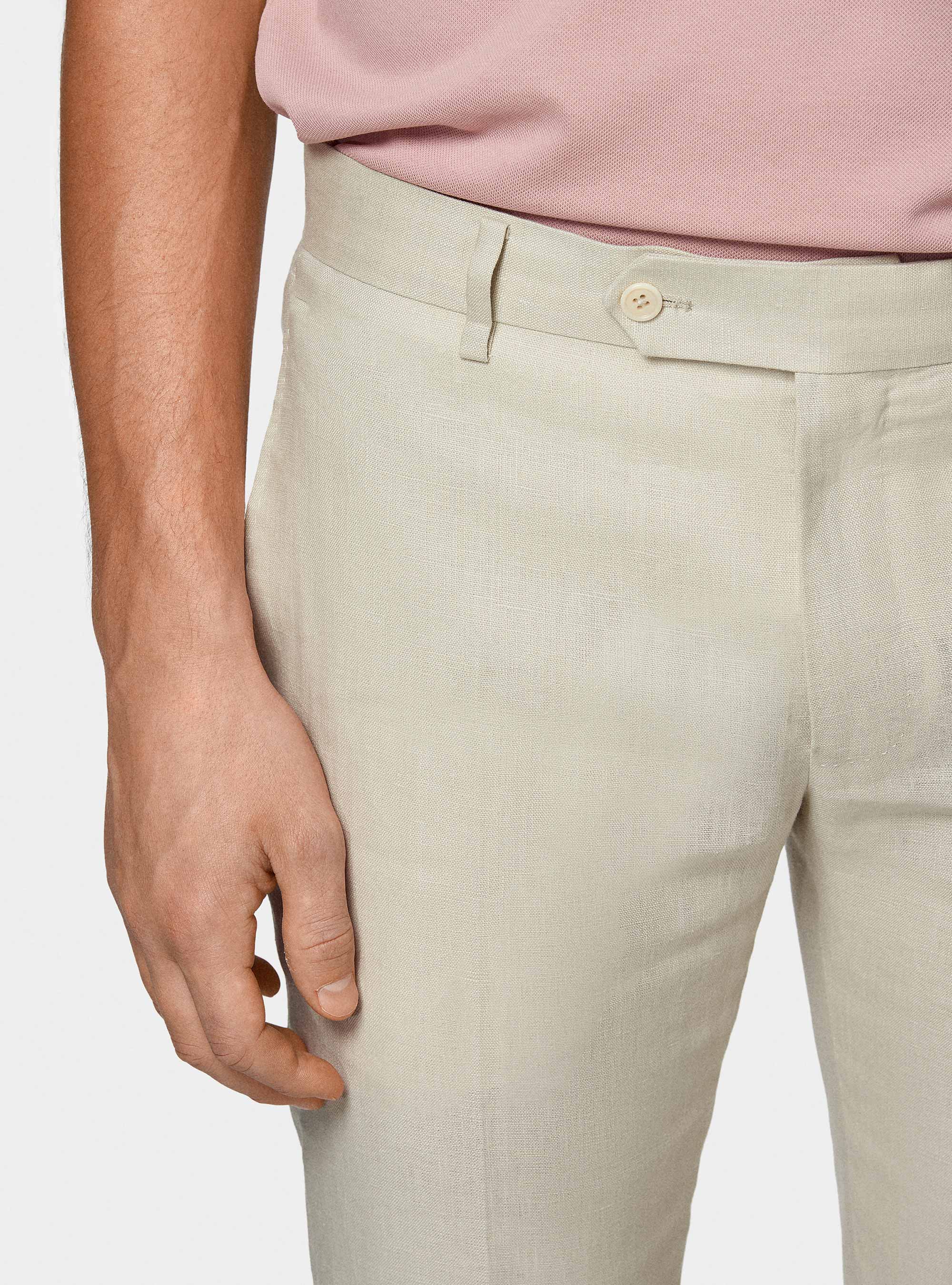 Pure linen suit trousers, ECRU