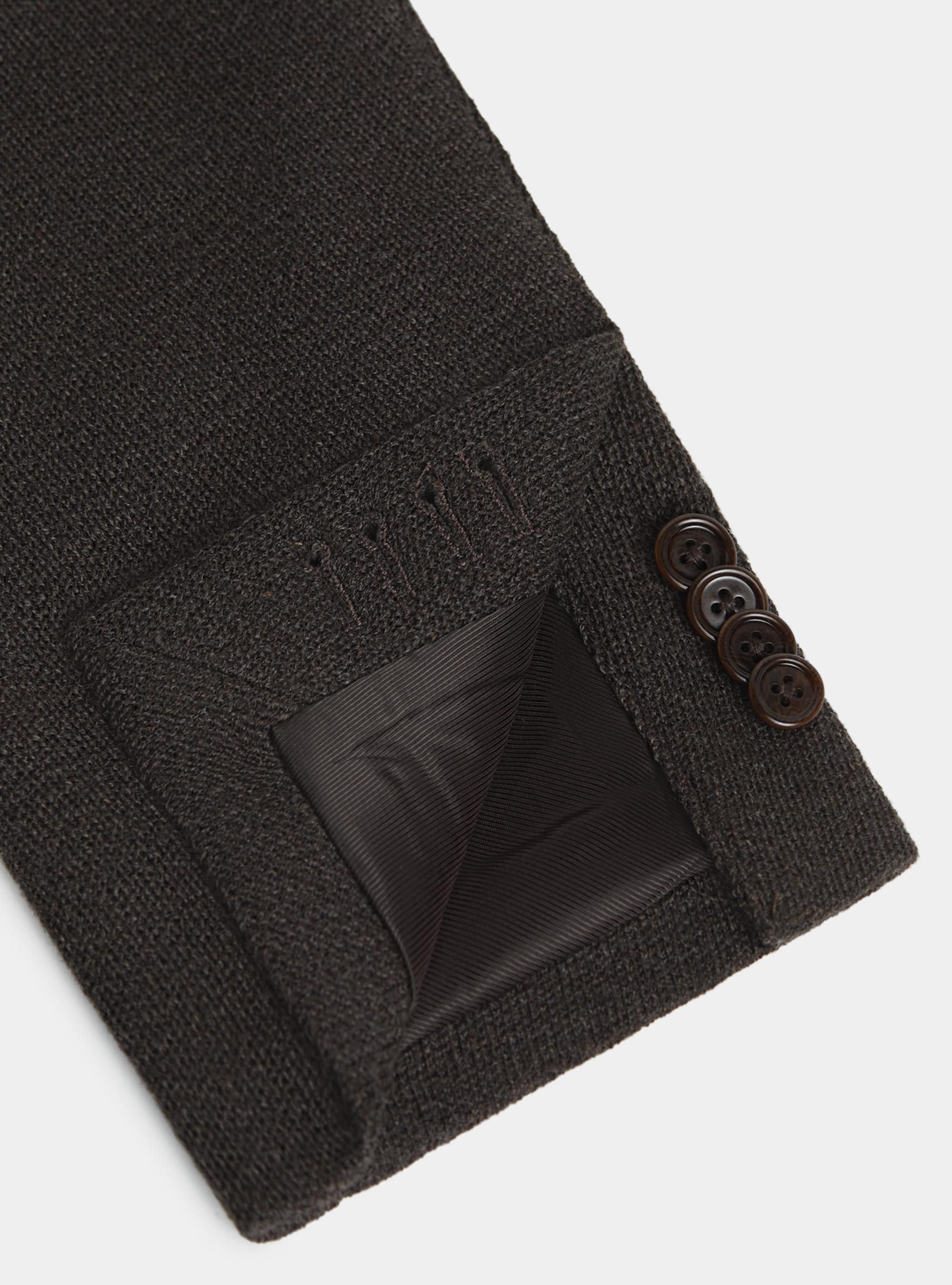 Giacca sfoderata in jersey di lana e cotone, MARRONE