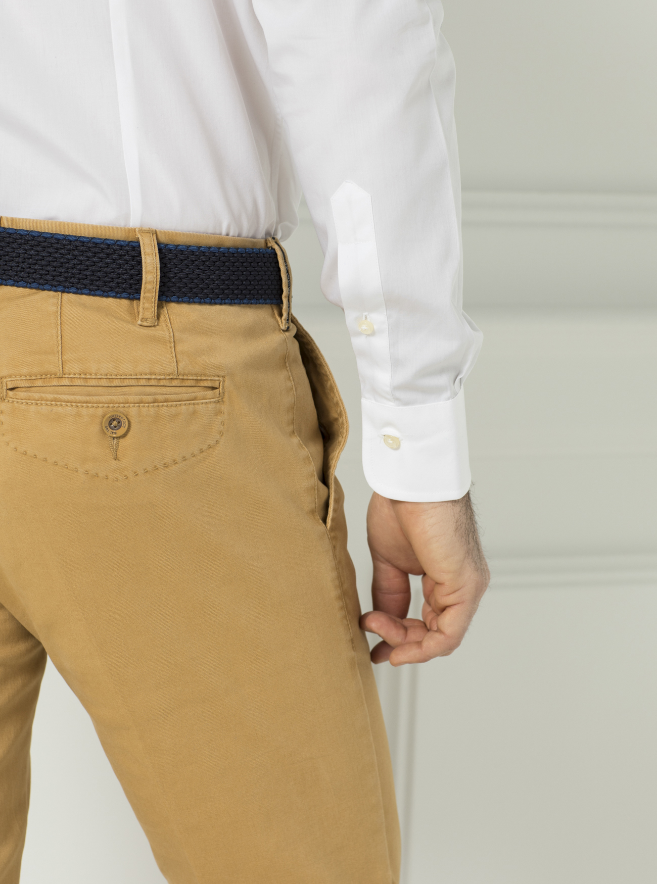 Cotton fil a fil French collar shirt, WHITE