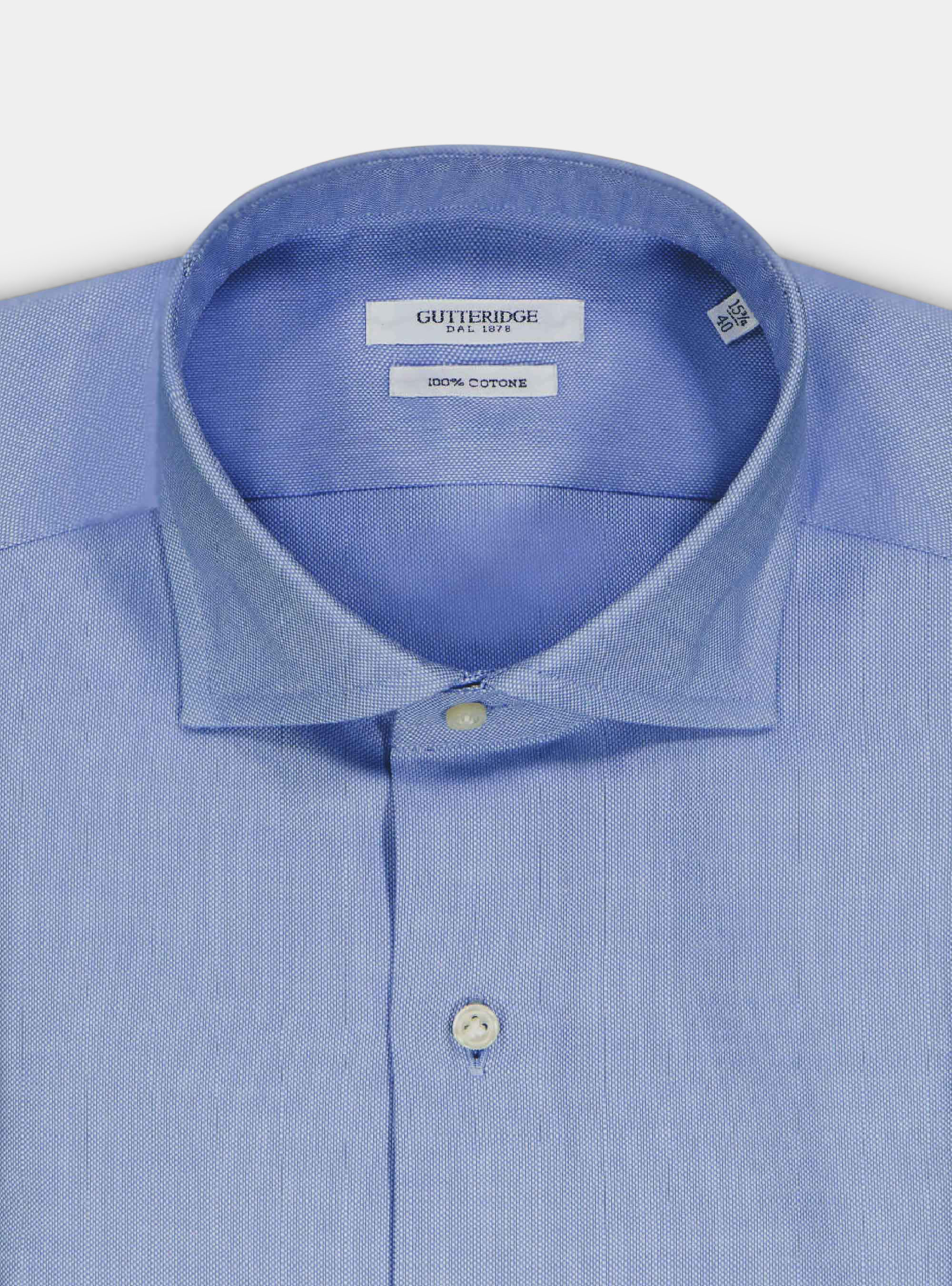 Camicia in oxford di cotone armaturato, AZZURRO
