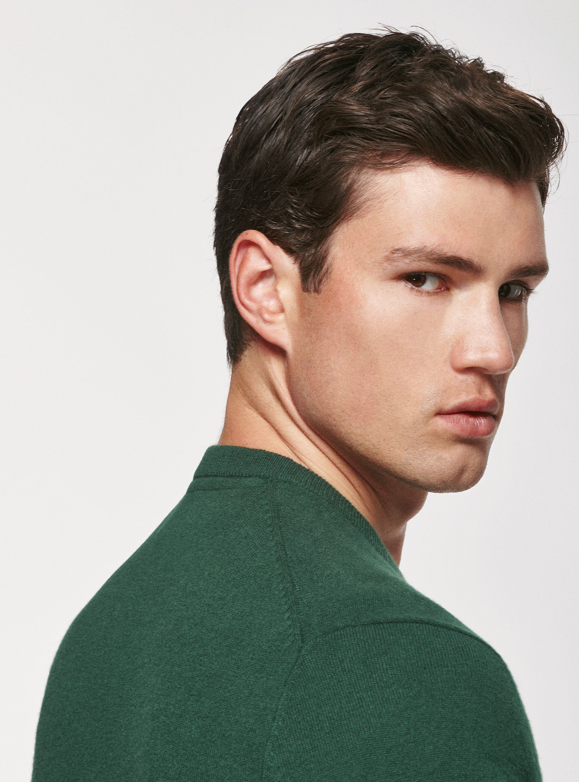 Lambswool and cashmere crew-neck sweater, GREEN
