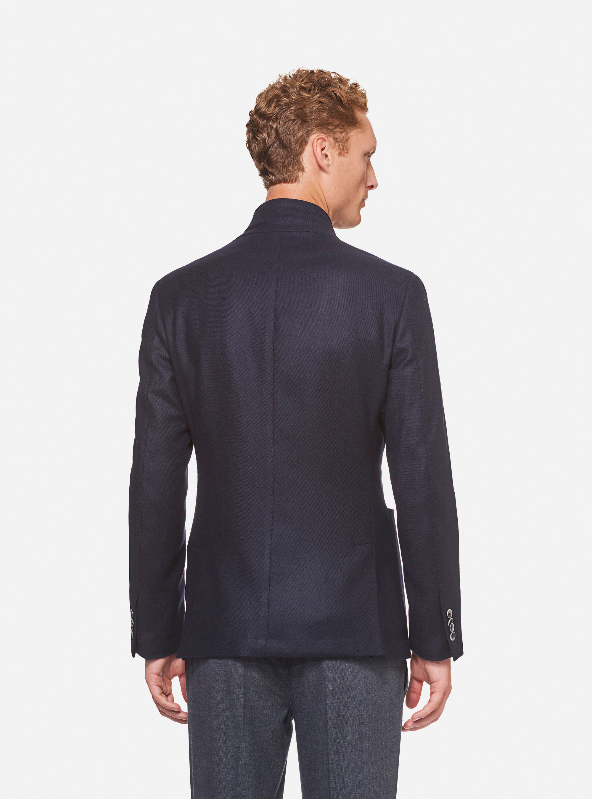 Giacca coreana 100% cashmere, BLU NAVY