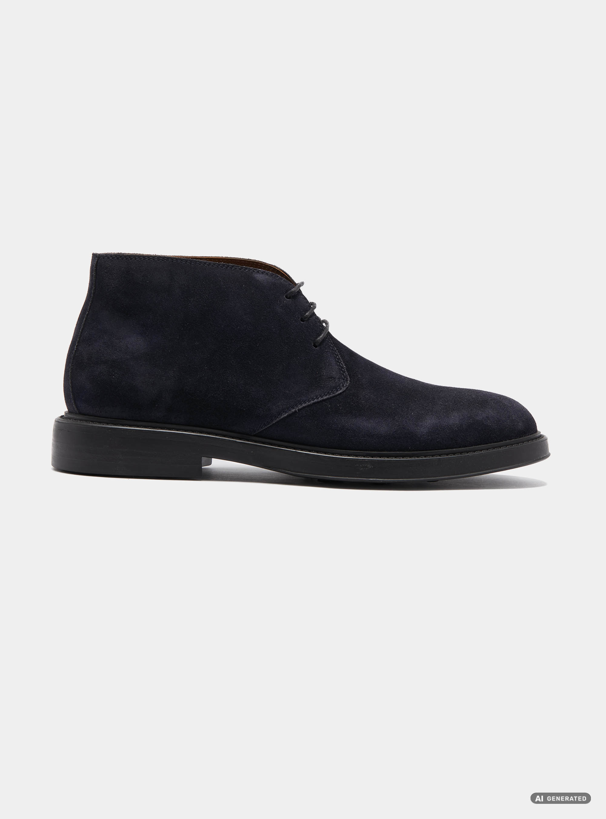 Polacchino in suede con suola in gomma, NAVY BLUE