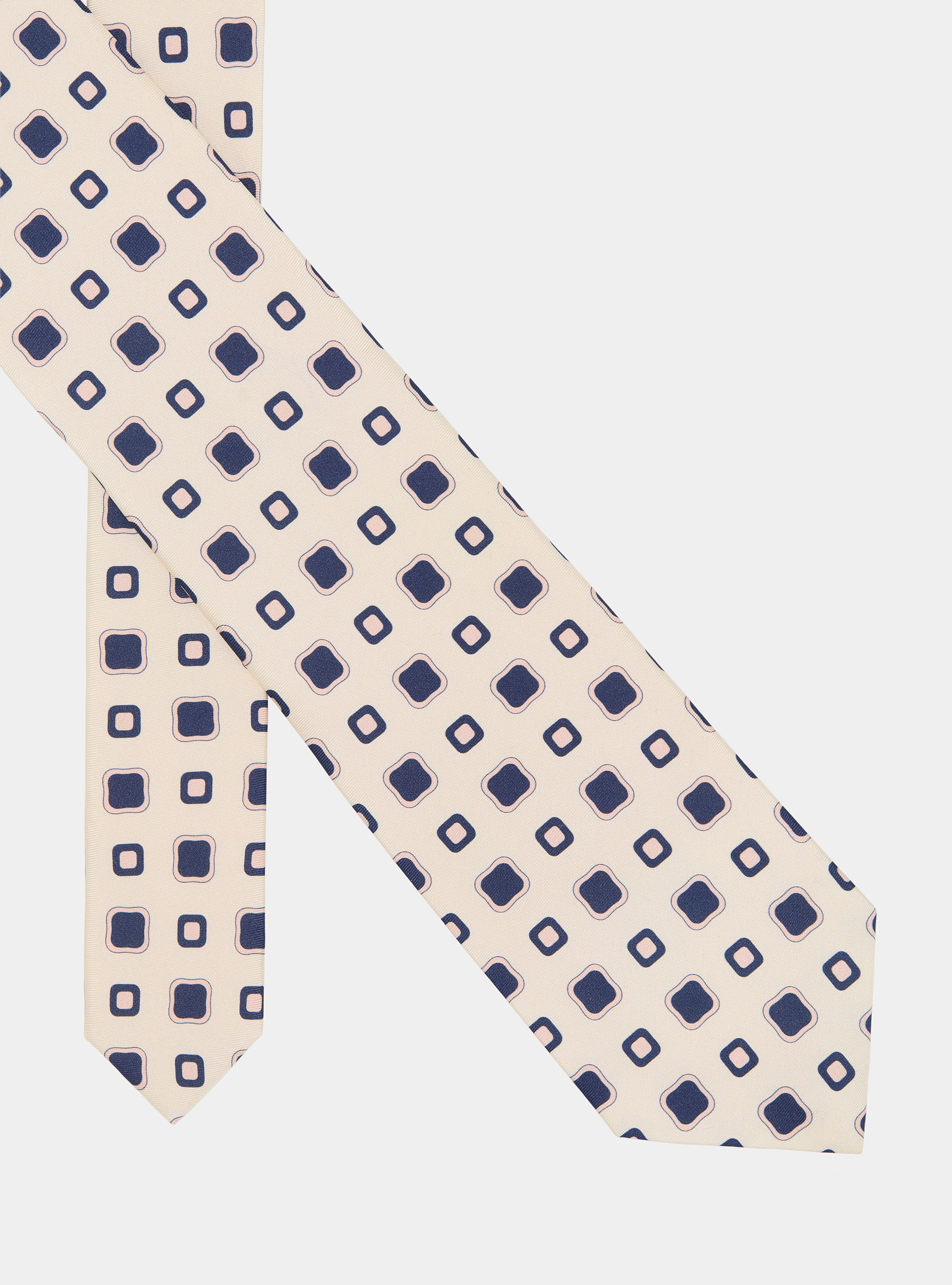 Patterned silk twill tie, OFF-WHITE