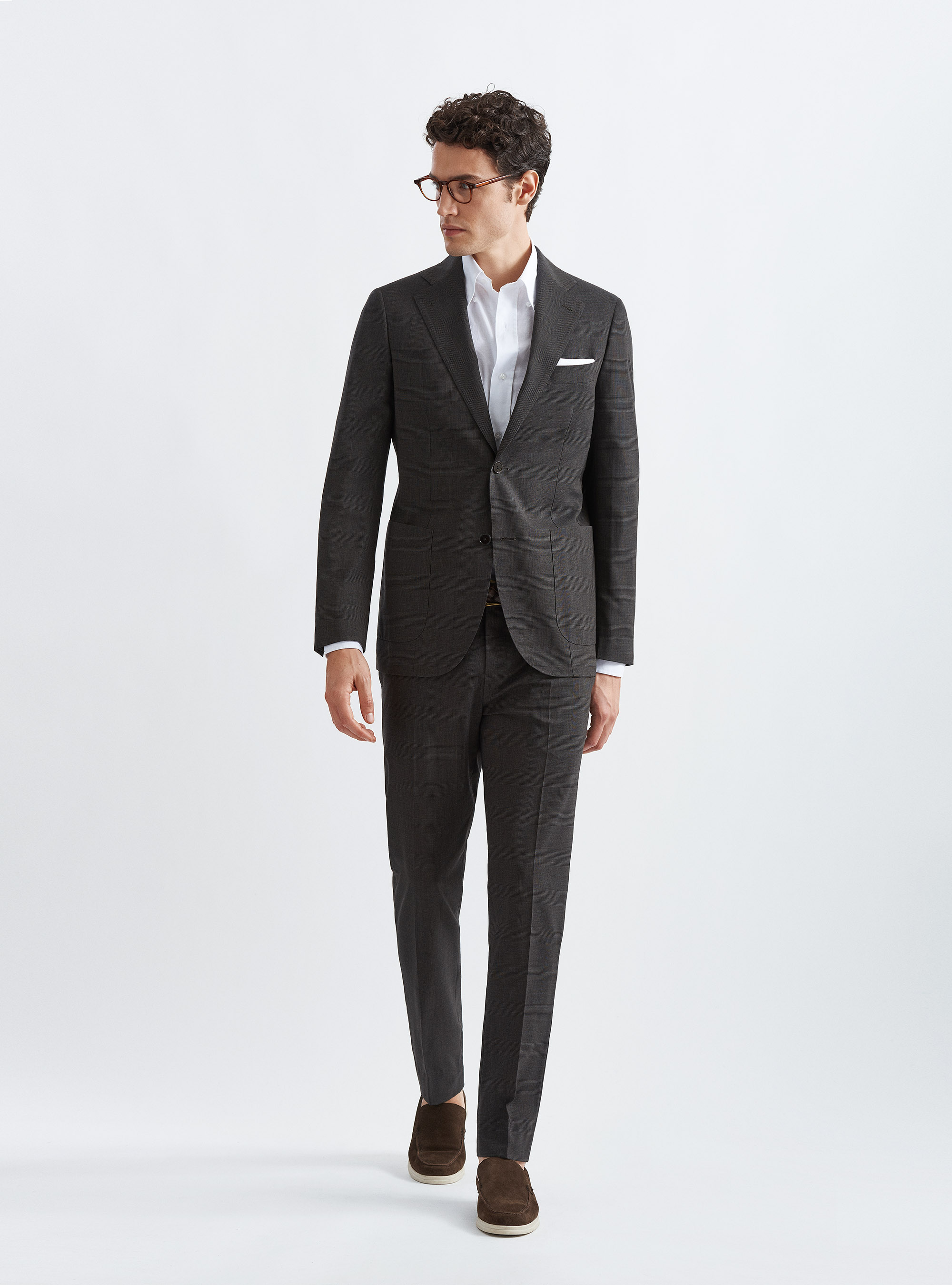 Prince of Wales suit blazer in pure wool Marlane, BROWN