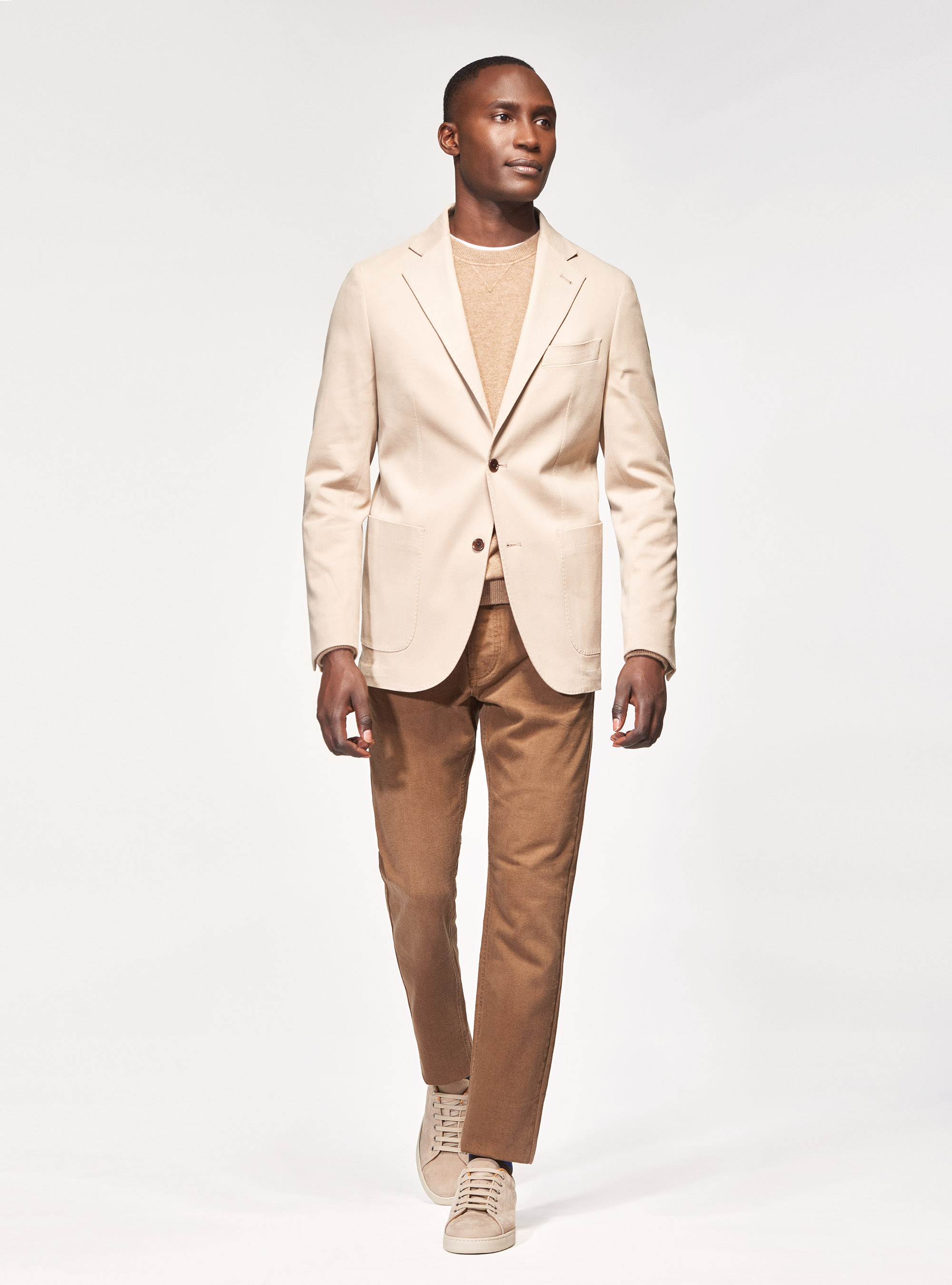 Giacca in cotone stretch smerigliato, ECRU