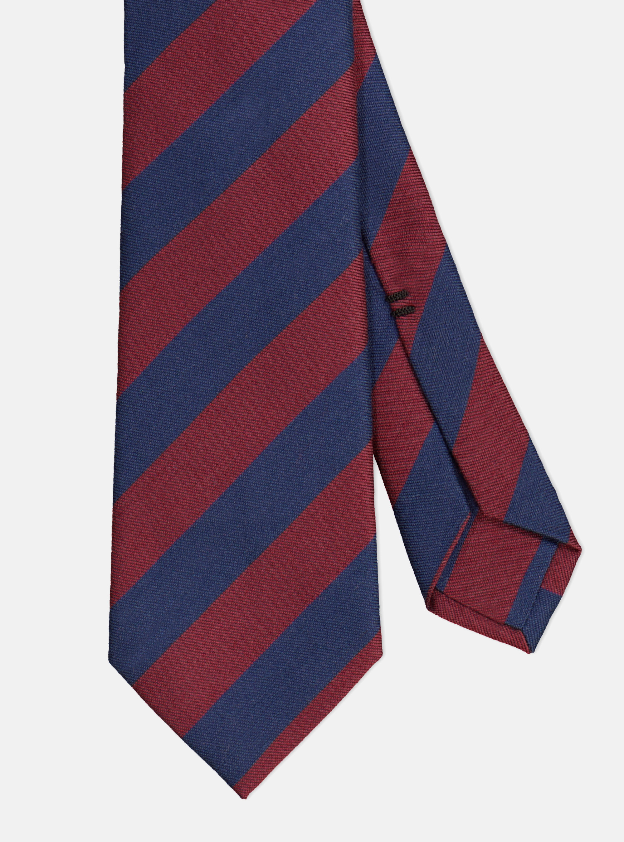 Silk and wool diagonal stripes tie 5 folds, BLUE
