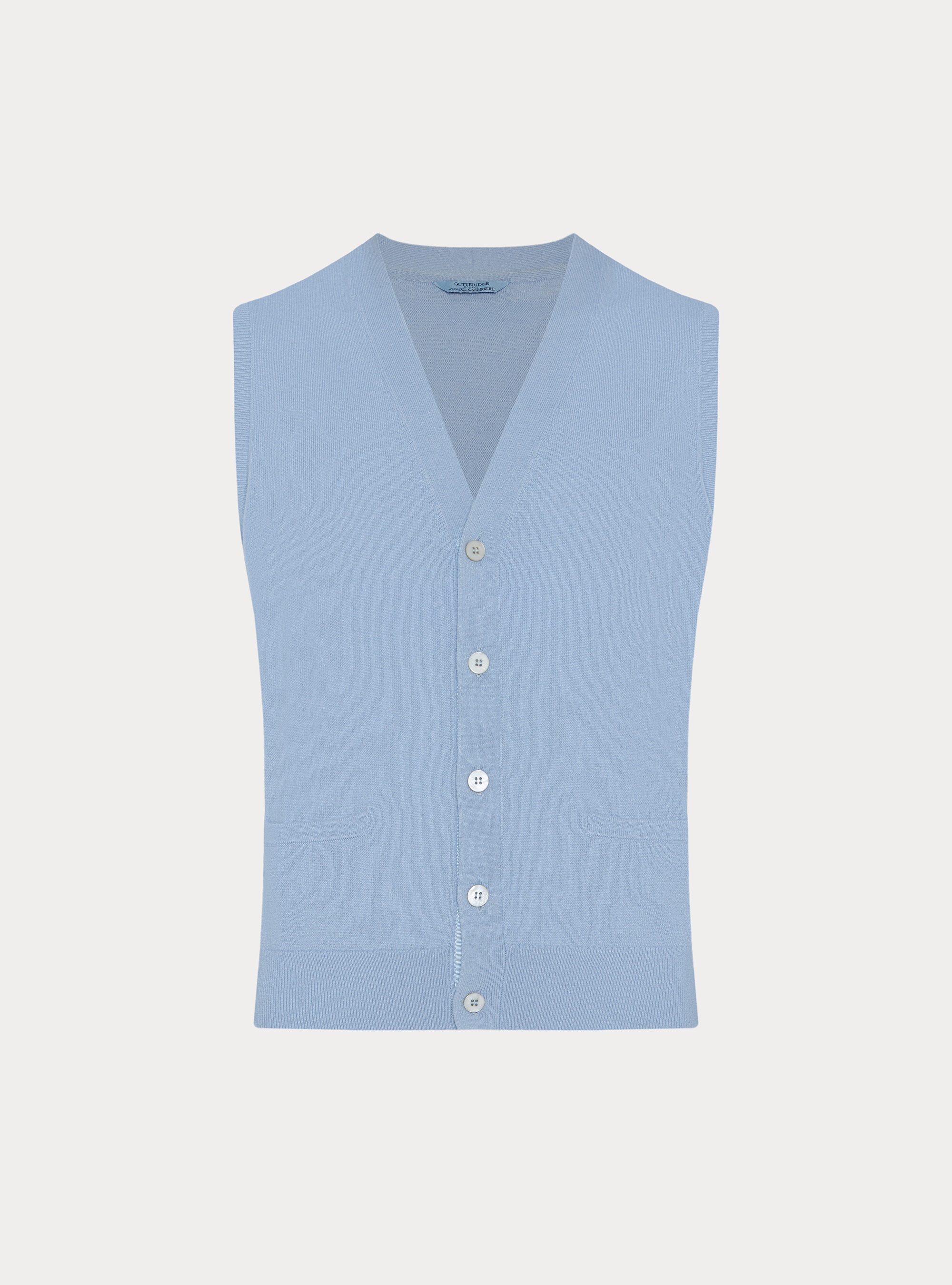 Weste aus reinem Kaschmir mit Kn&ouml;pfen, 0266C AZZURRO