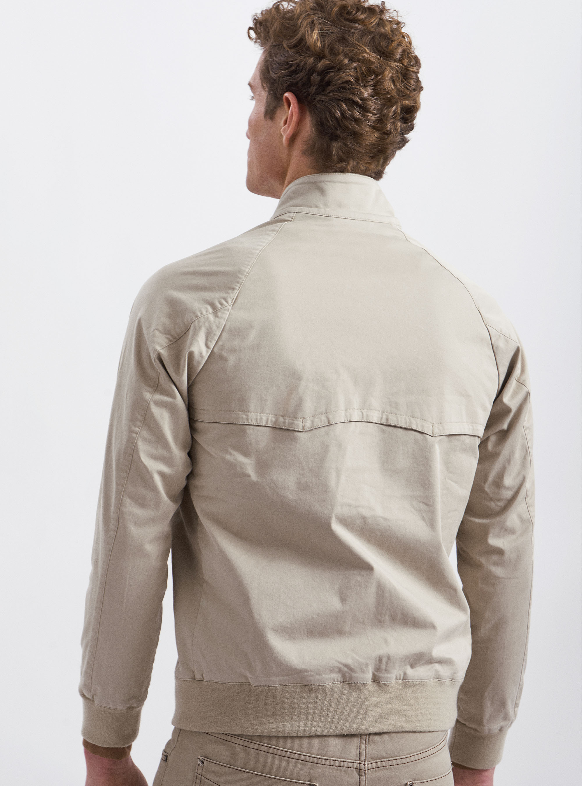 Bomber in twill di cotone stretch, SABBIA