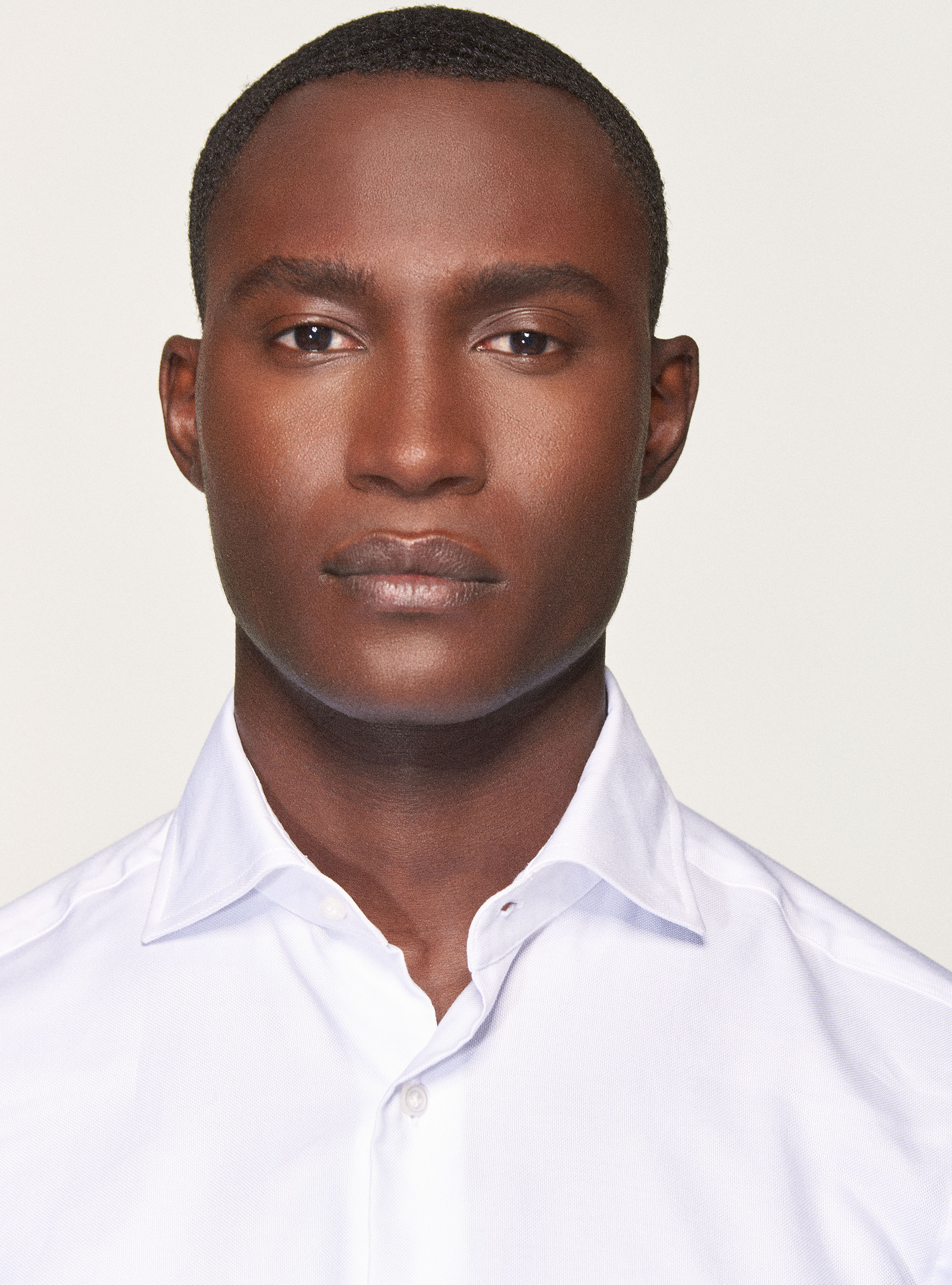 Camicia collo semi francese in oxford di cotone, BIANCO