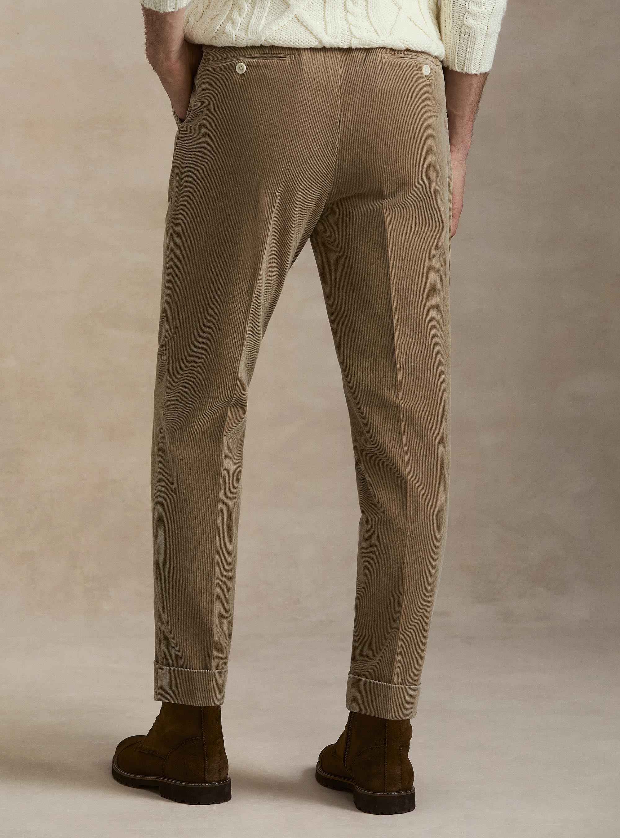 Bundfaltenhose aus Cord, SABBIA 0561C