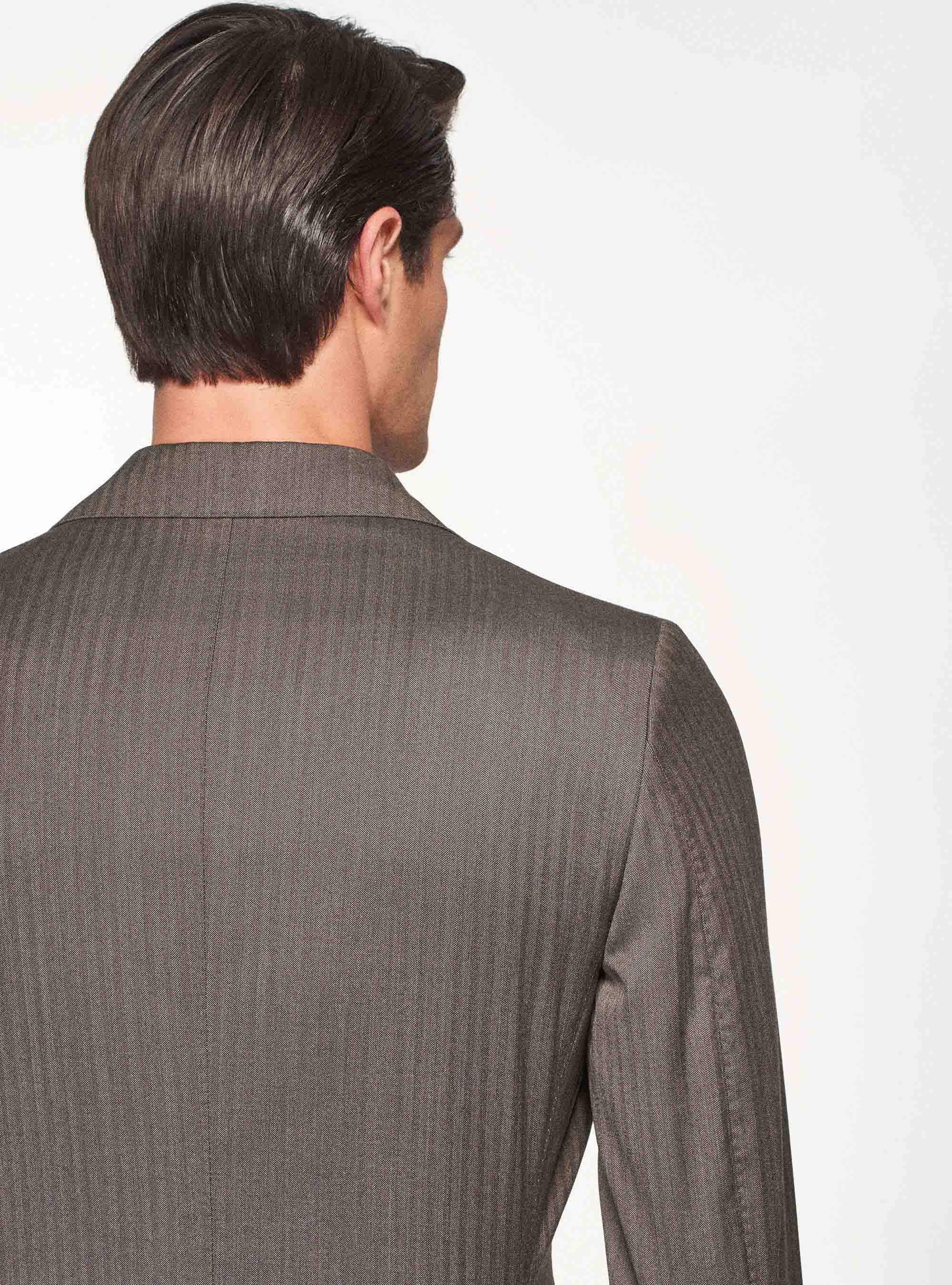 Giacca per abito in lana spigata superfine 110's Vitale Barberis Canonico, FANGO