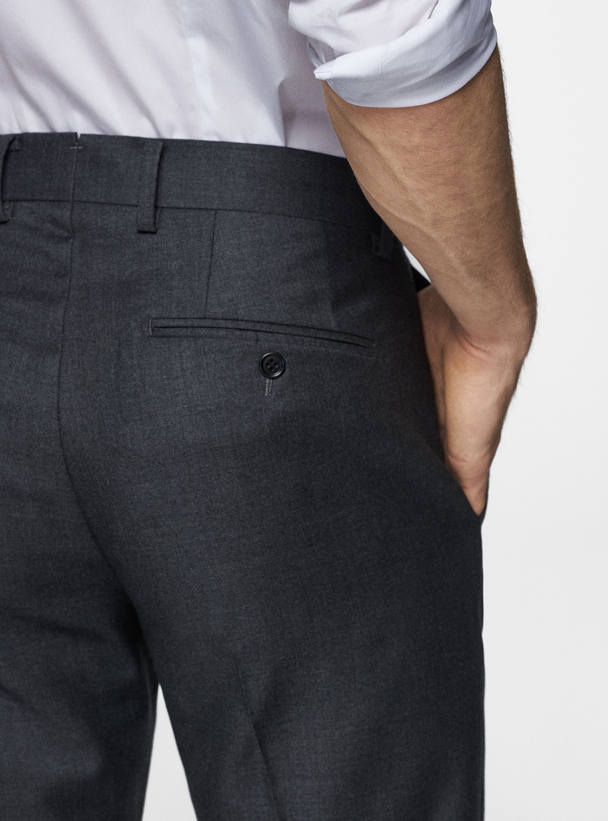 Pantaloni in pura lana superfine 110's, ASFALTO