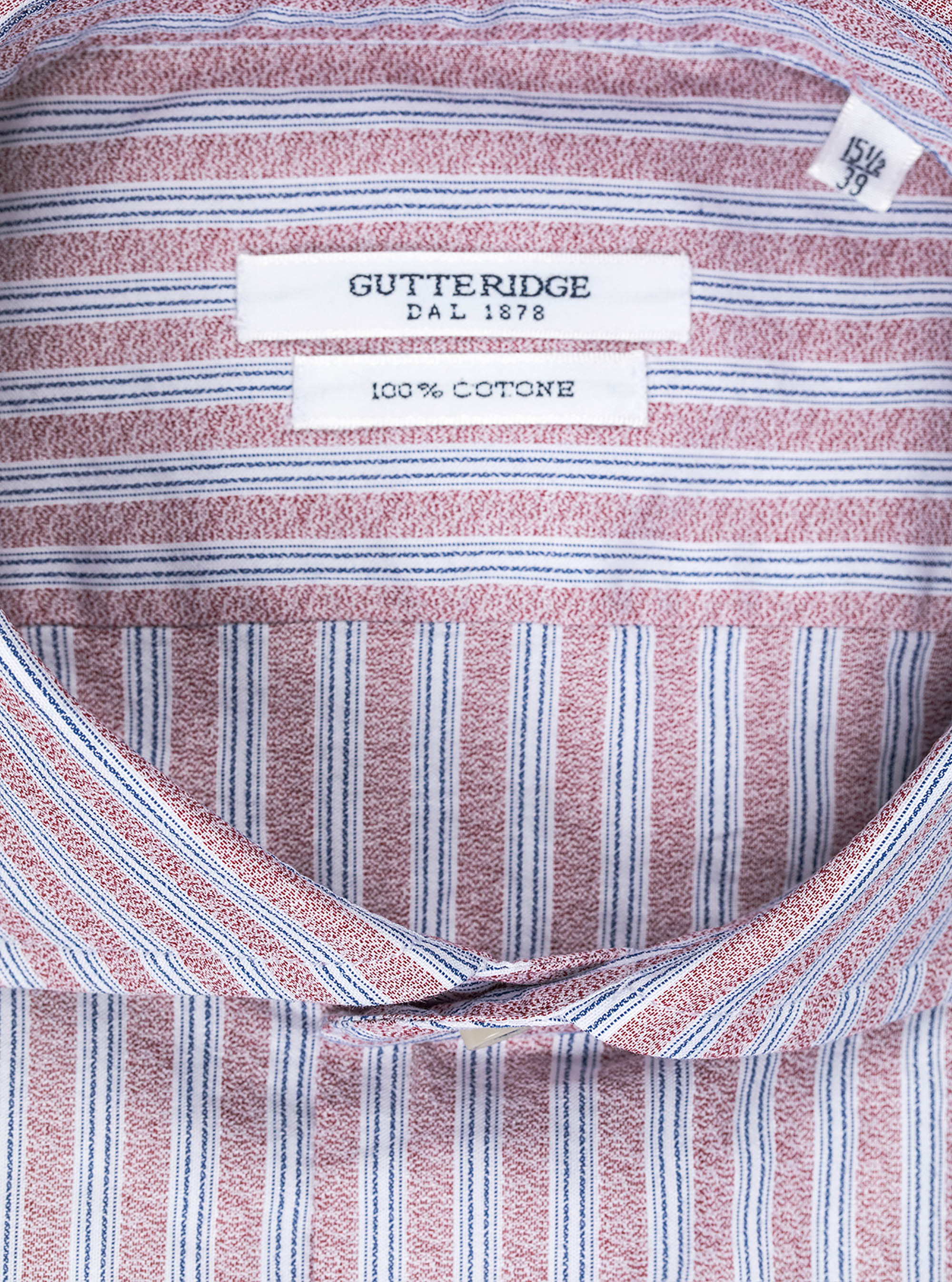 French collar shirt in 100% striped cotton, ROJO