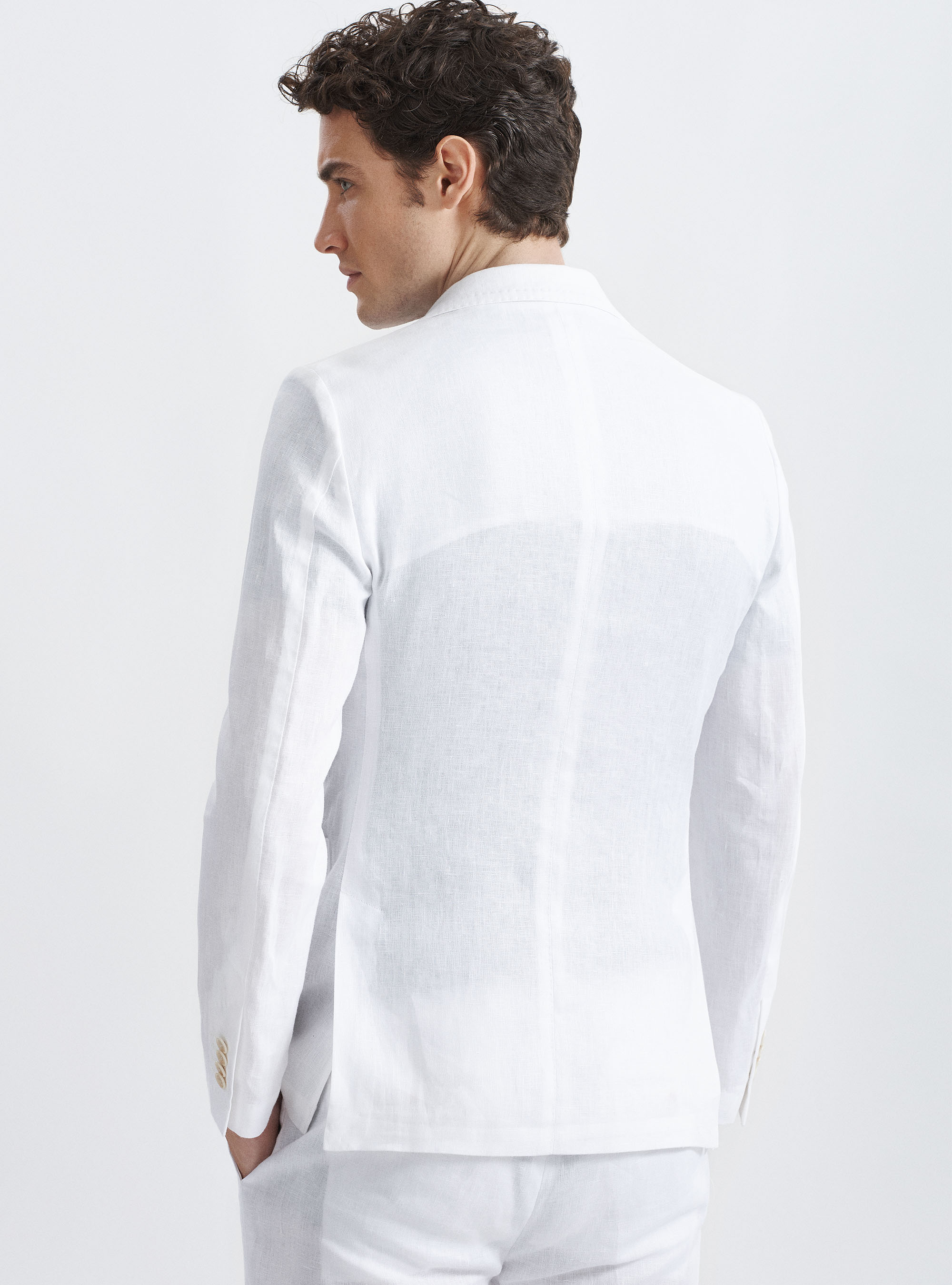 Giacca per abito in puro lino, BIANCO