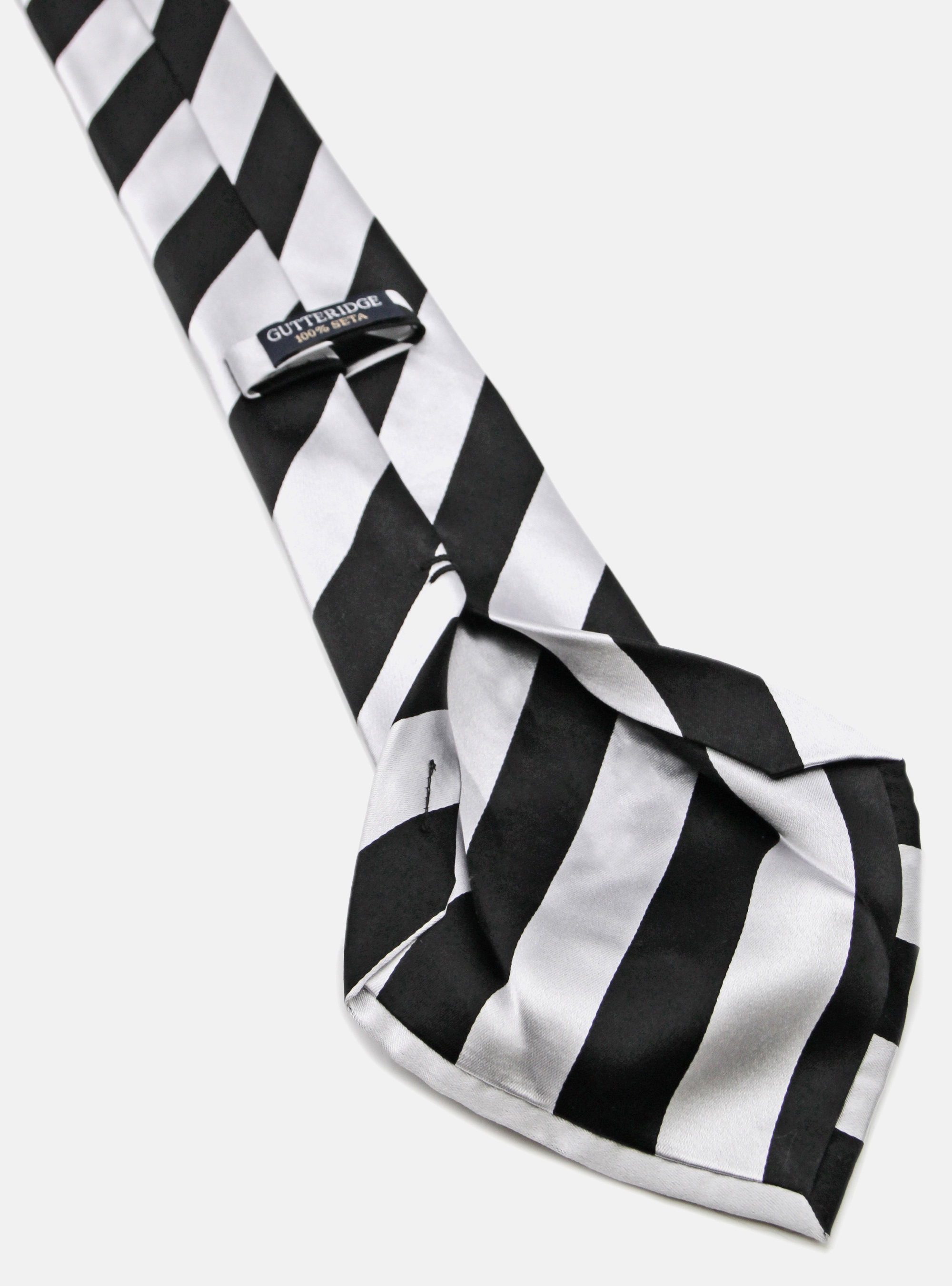 Cravatta 5 pieghe in seta con fantasia regimental, NERO