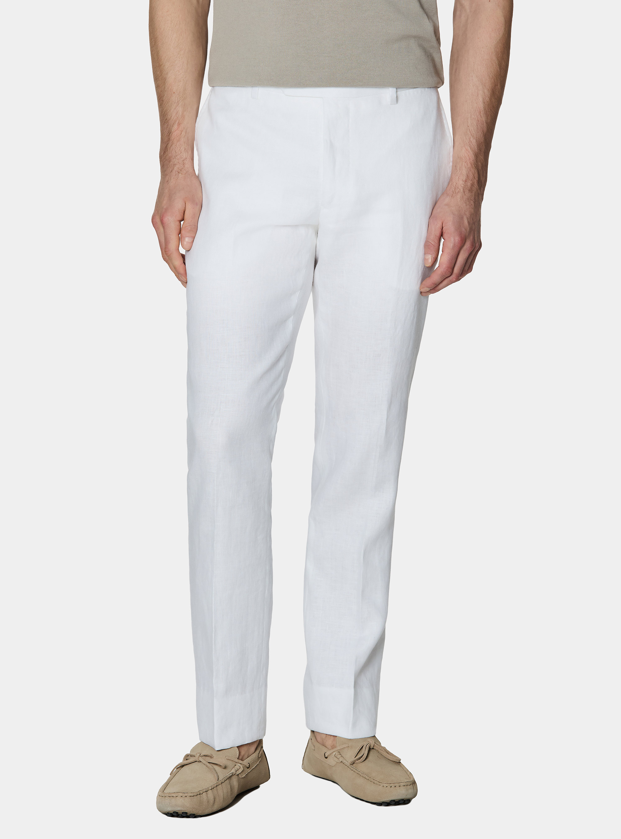 Pure linen suit trousers, WHITE