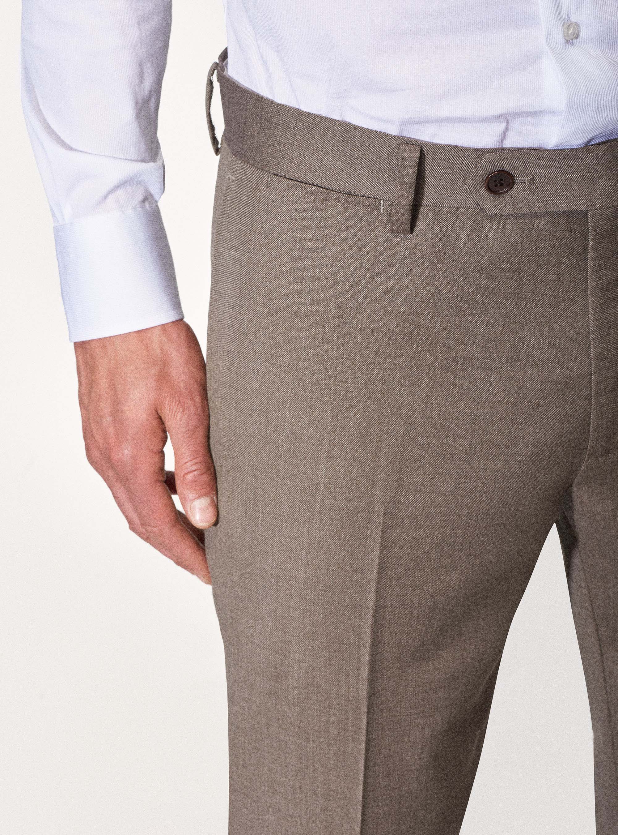 Pantaloni per abito in pura lana superfine 120's, SABBIA