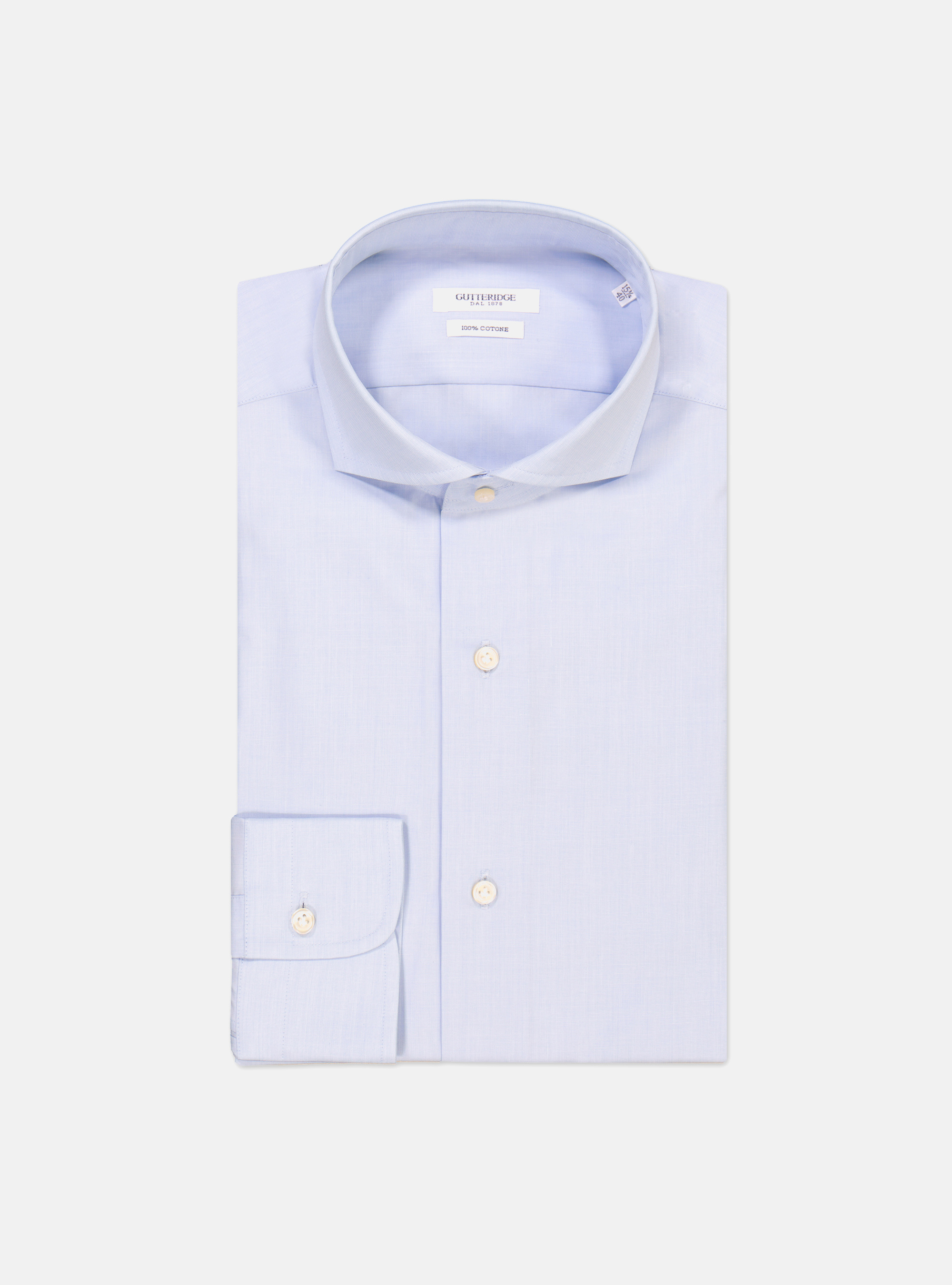 Cotton shirt with french collar, LIGHT BLUE