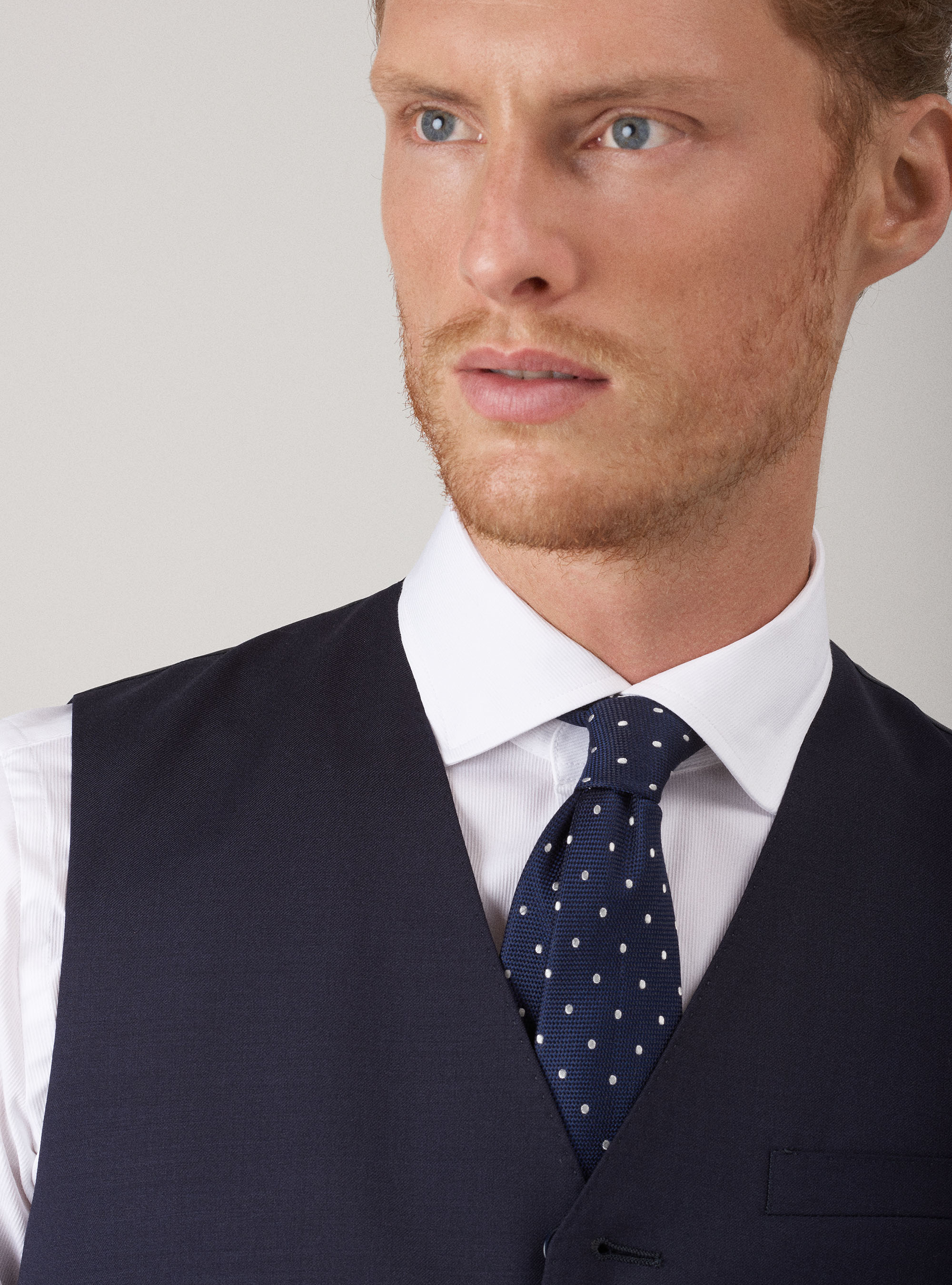 Gilet blue navy in fresco lana, BLU NAVY