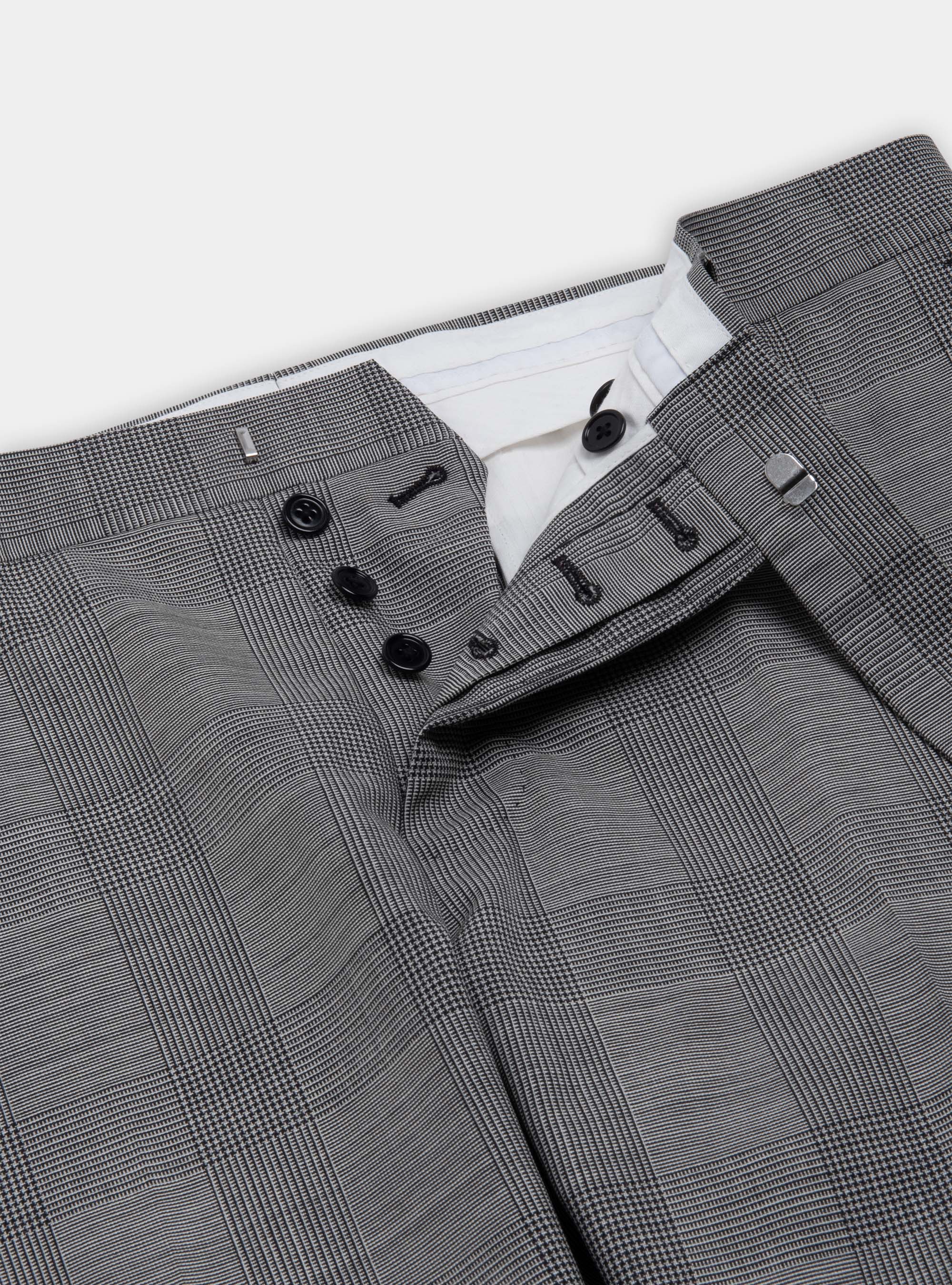 Prince of Wales suit trousers in pure wool Vitale Barberis Canonico fabric, LIGHT GREY MELANGE