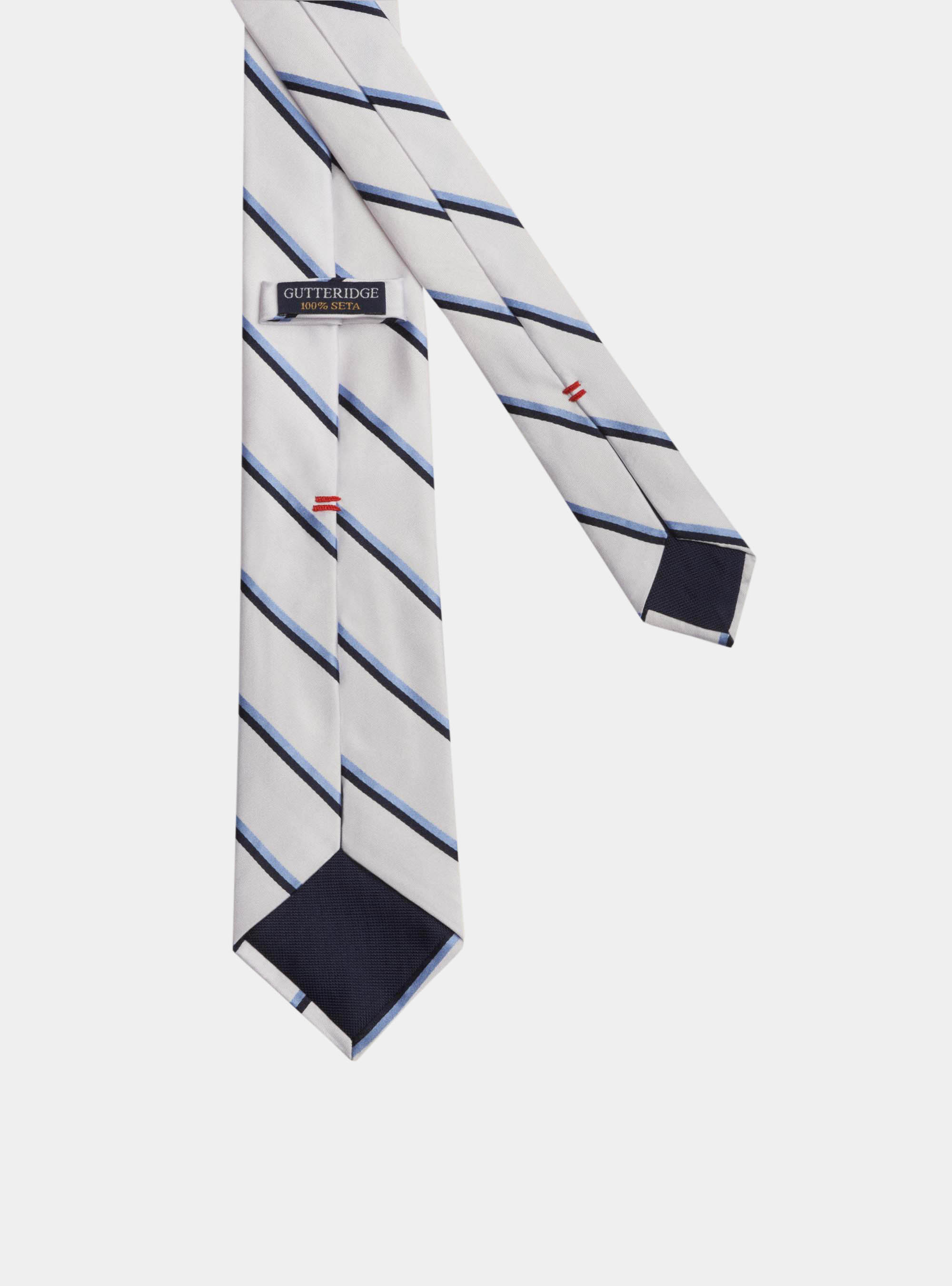 Cravatta a righe in seta, BIANCO