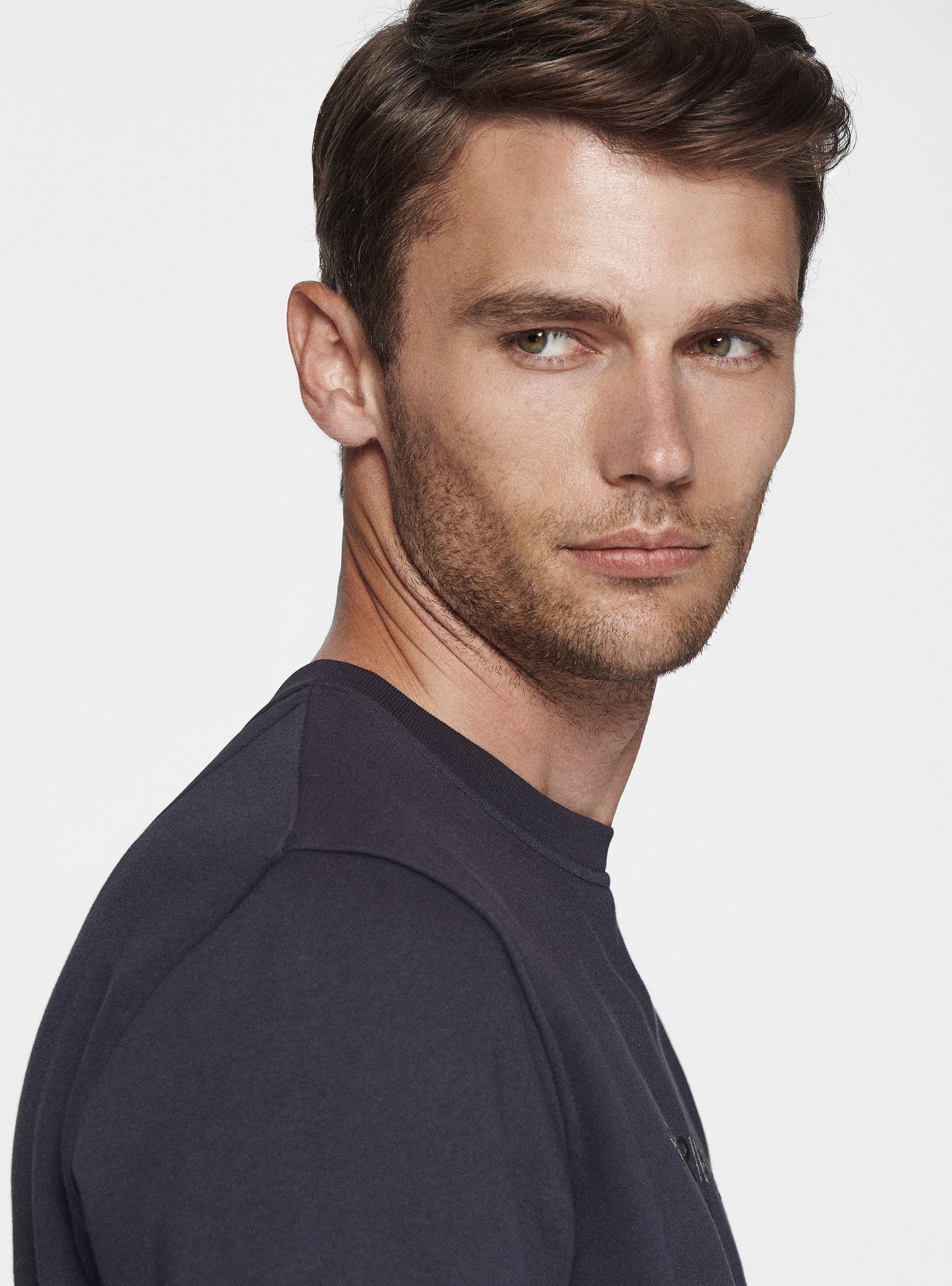 Felpa girocollo con logo, BLU NAVY