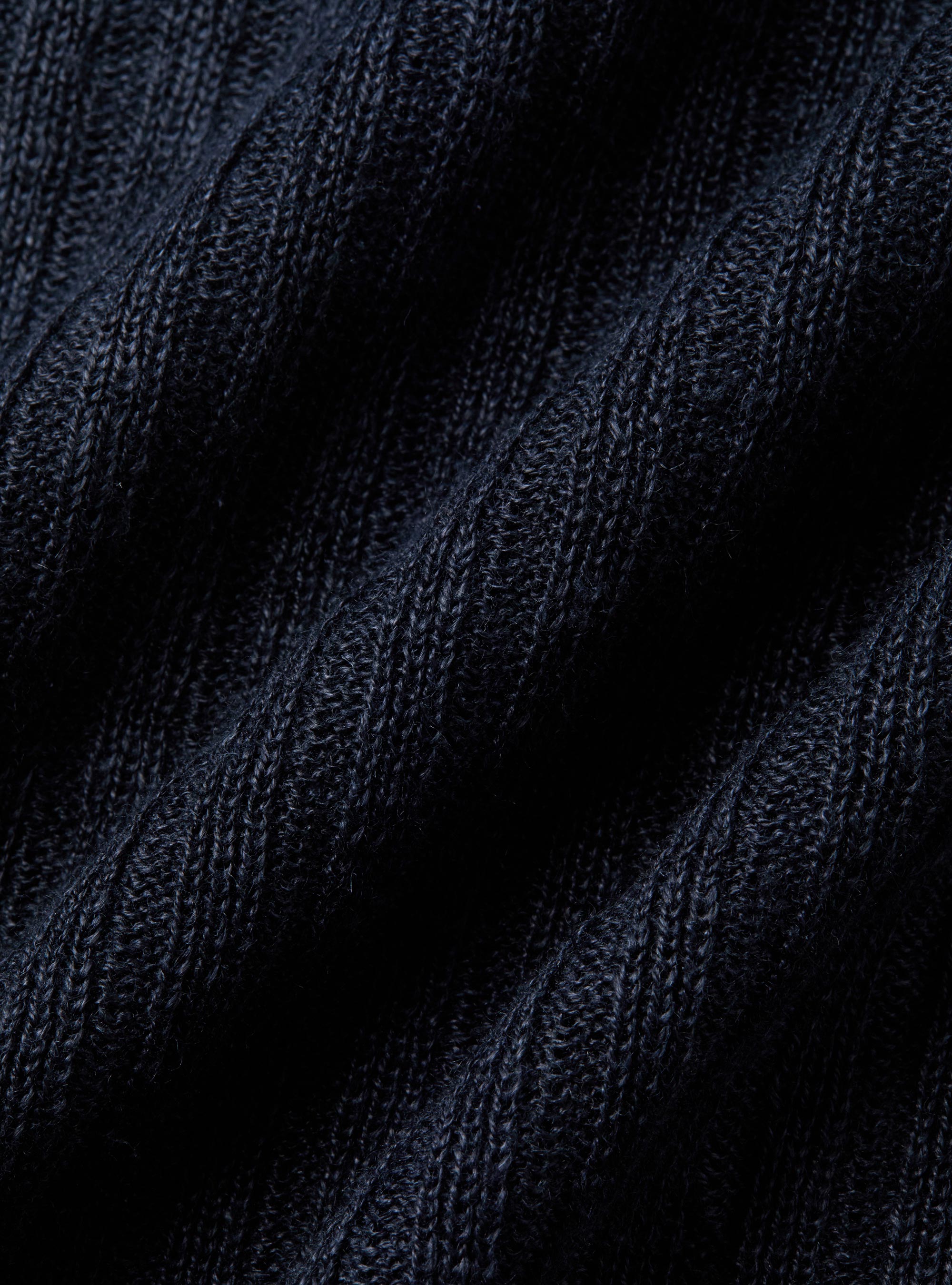 Maglia girocollo a costine in puro lino, BLU NAVY