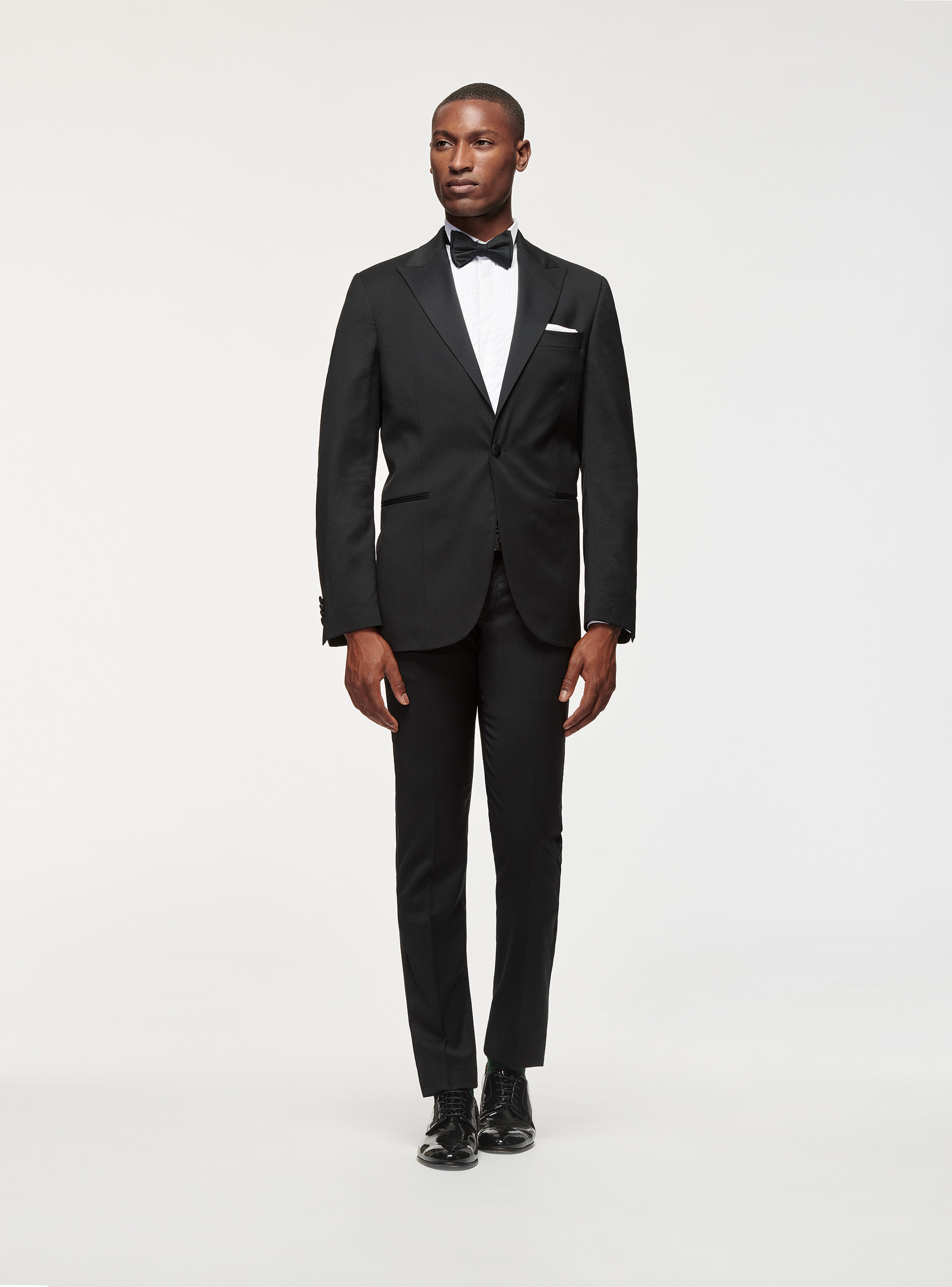 Pantaloni smoking in pura lana, NERO