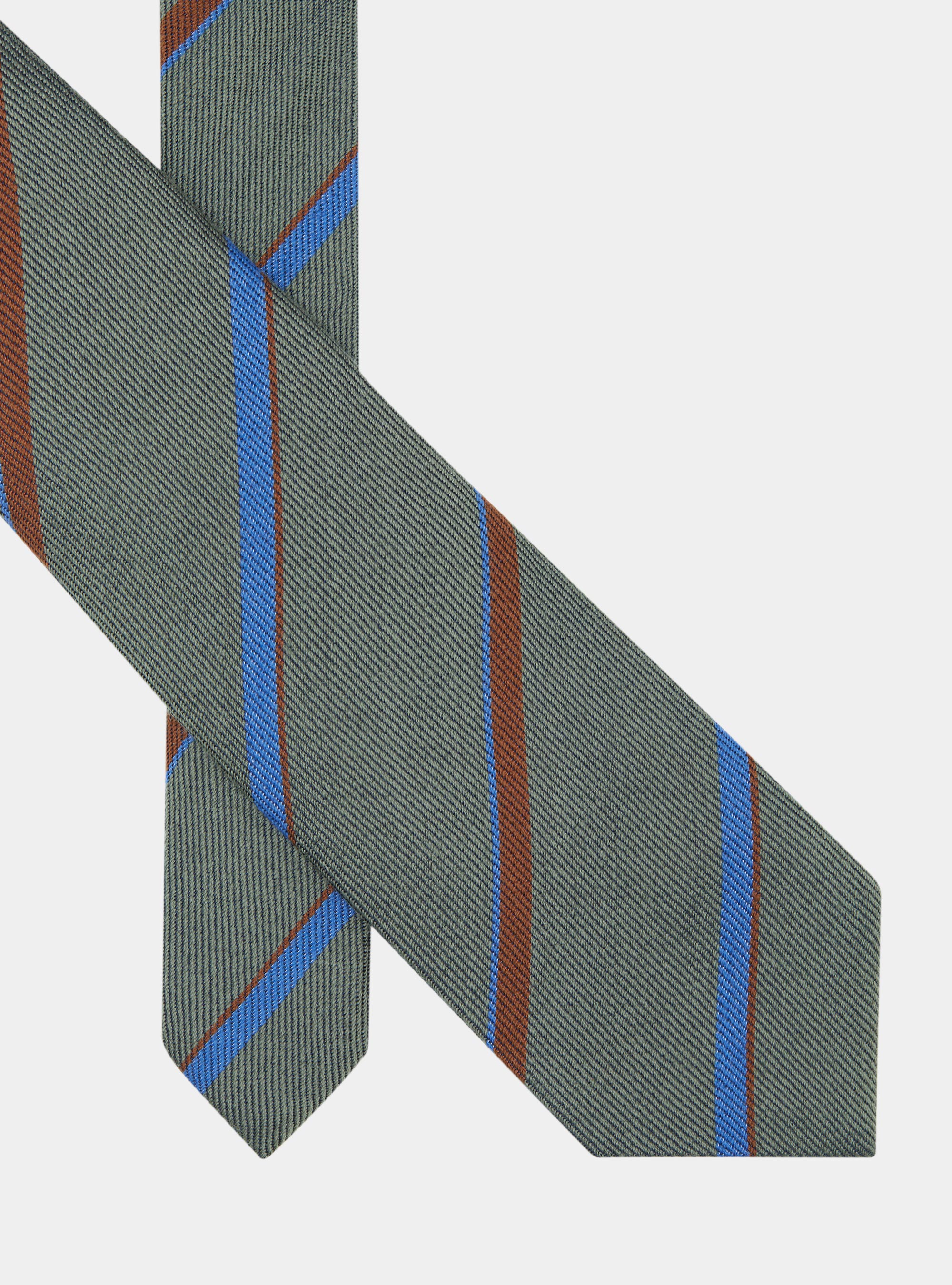 Striped tie in wool and silk twill, GREEN