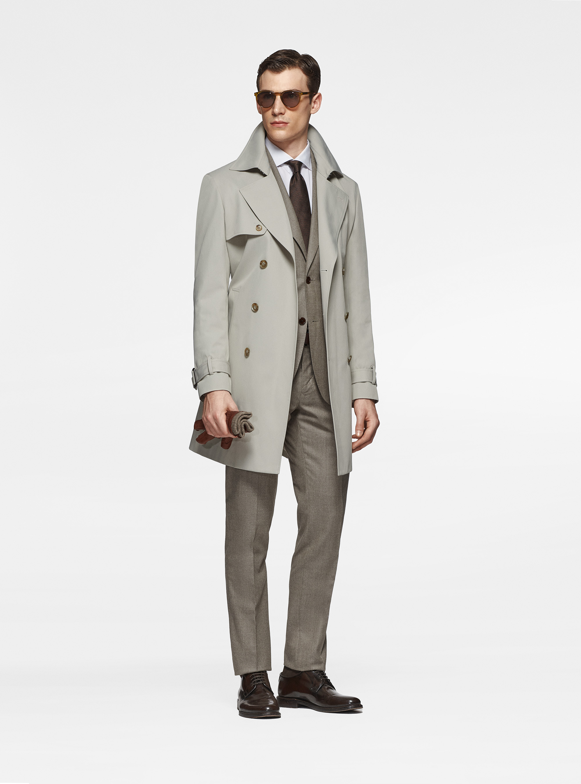 Trench in twill di cotone, ECRU