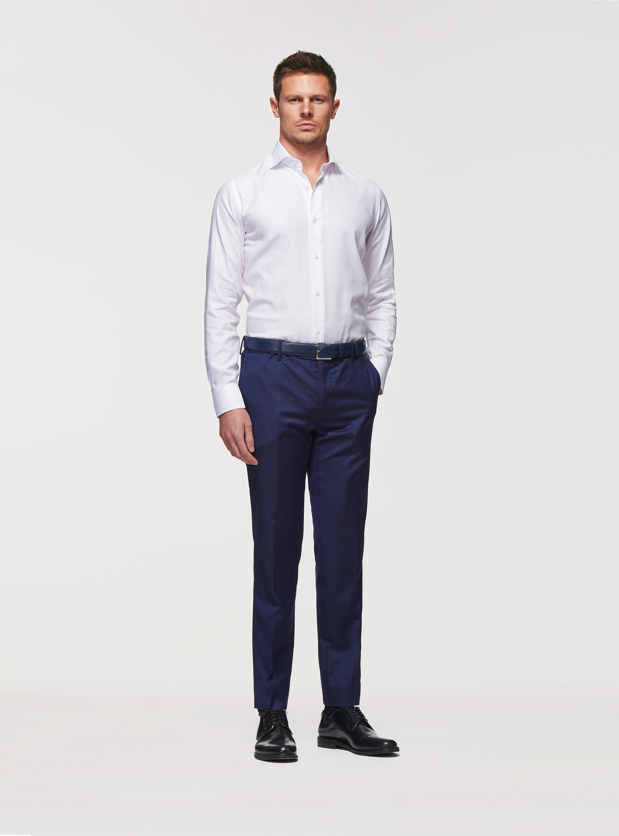 Camicia in cotone oxford, BIANCO