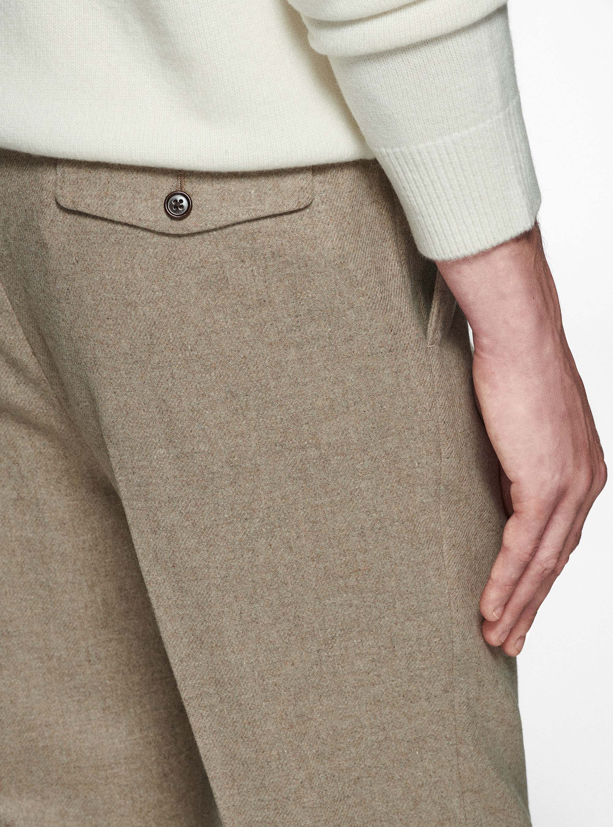 Pantaloni con pince in flanella Duemilagori, SABBIA